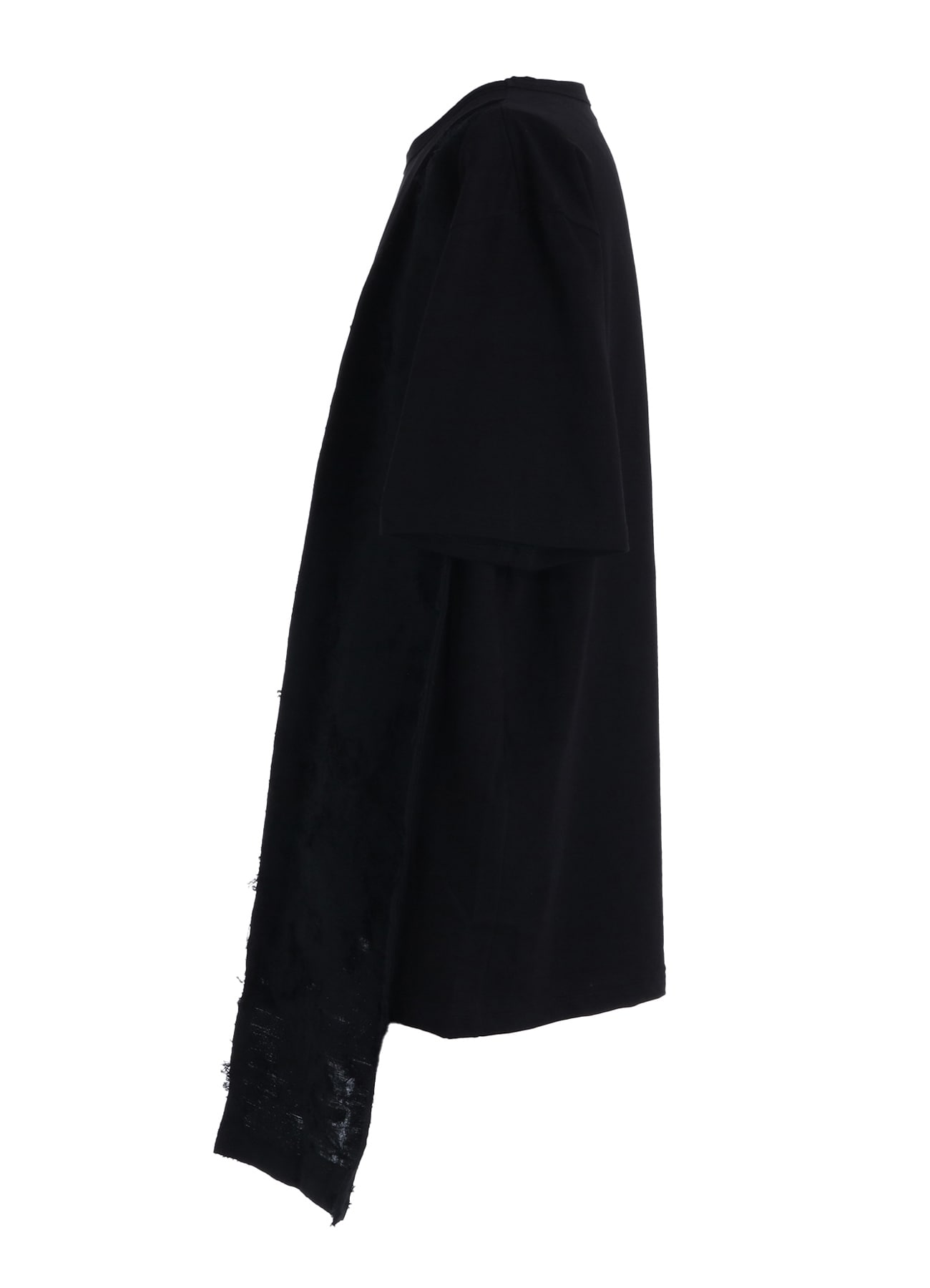 ASYMMETRY DESIGN LONG-SLEEVED T-SHIRT WITH SHEER JACQUARD FABRIC