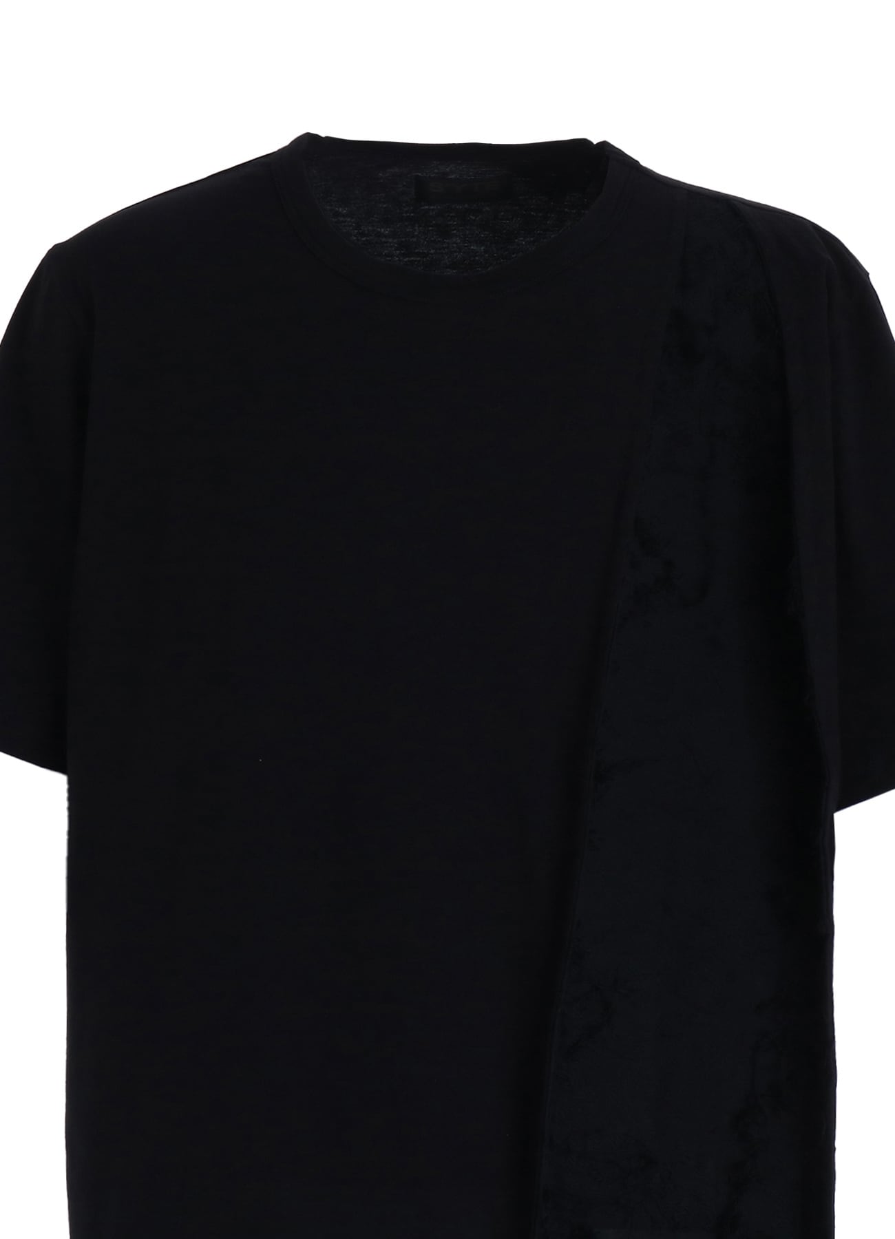 ASYMMETRY DESIGN LONG-SLEEVED T-SHIRT WITH SHEER JACQUARD FABRIC