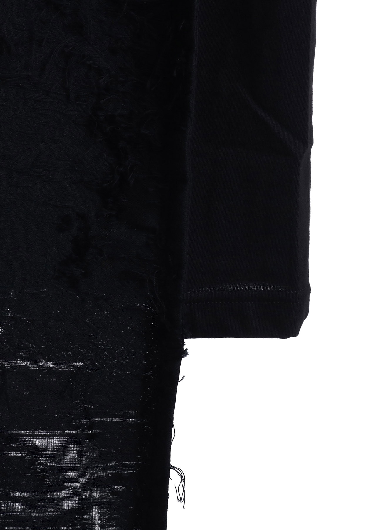 ASYMMETRY DESIGN LONG-SLEEVED T-SHIRT WITH SHEER JACQUARD FABRIC