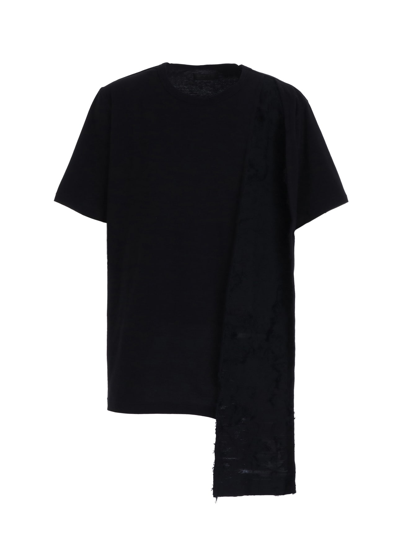 ASYMMETRY DESIGN LONG-SLEEVED T-SHIRT WITH SHEER JACQUARD FABRIC