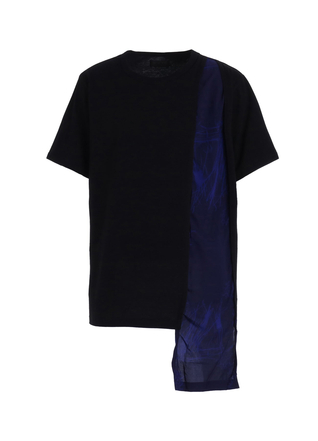 ASYMMETRY DESIGN LONG-SLEEVED T-SHIRT WITH INDIAN MOTIF PRINT FABRIC