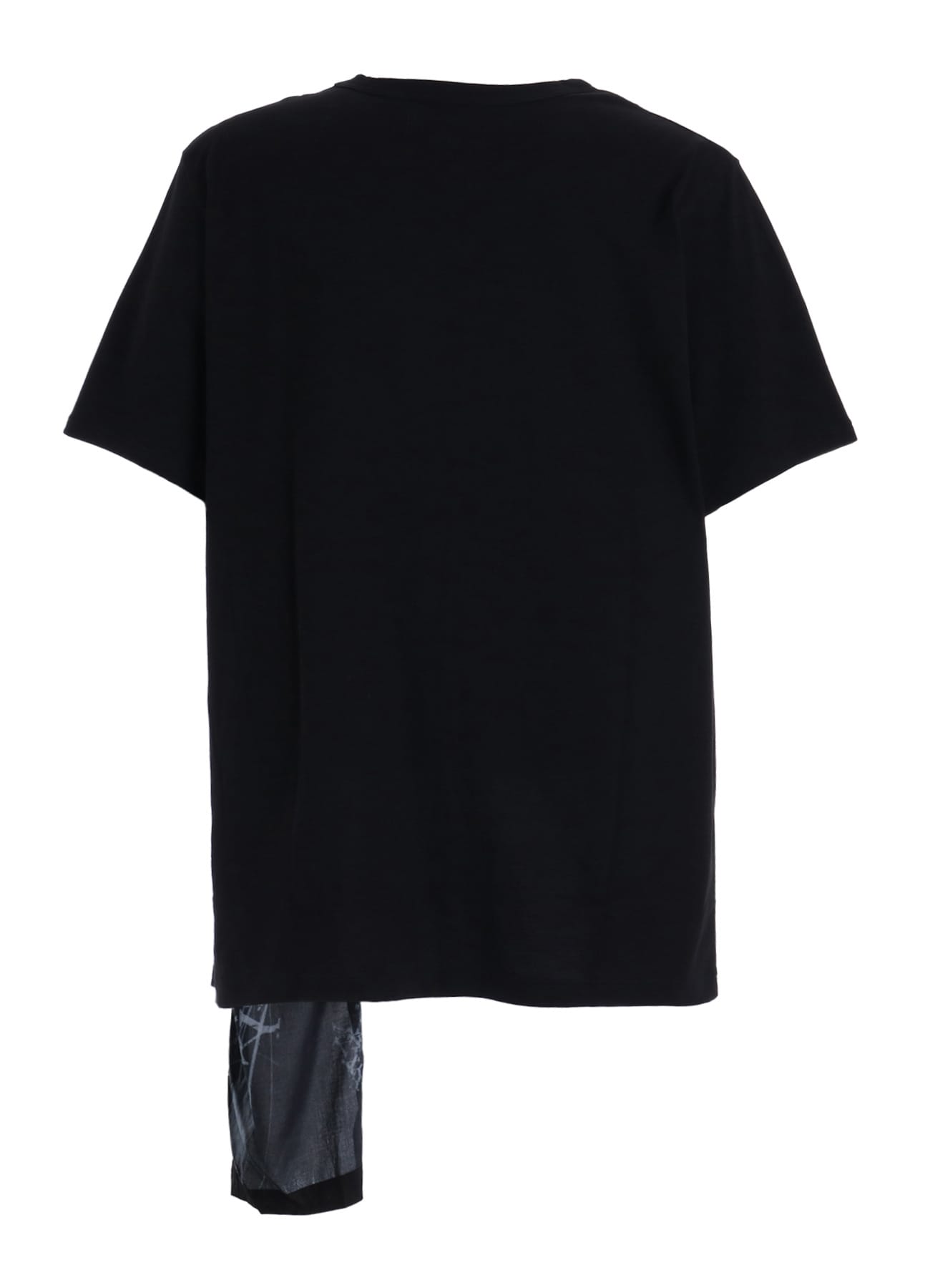 ASYMMETRY DESIGN SHORT-SLEEVED T-SHIRT WITH SUN-MOON PRINT FABRIC