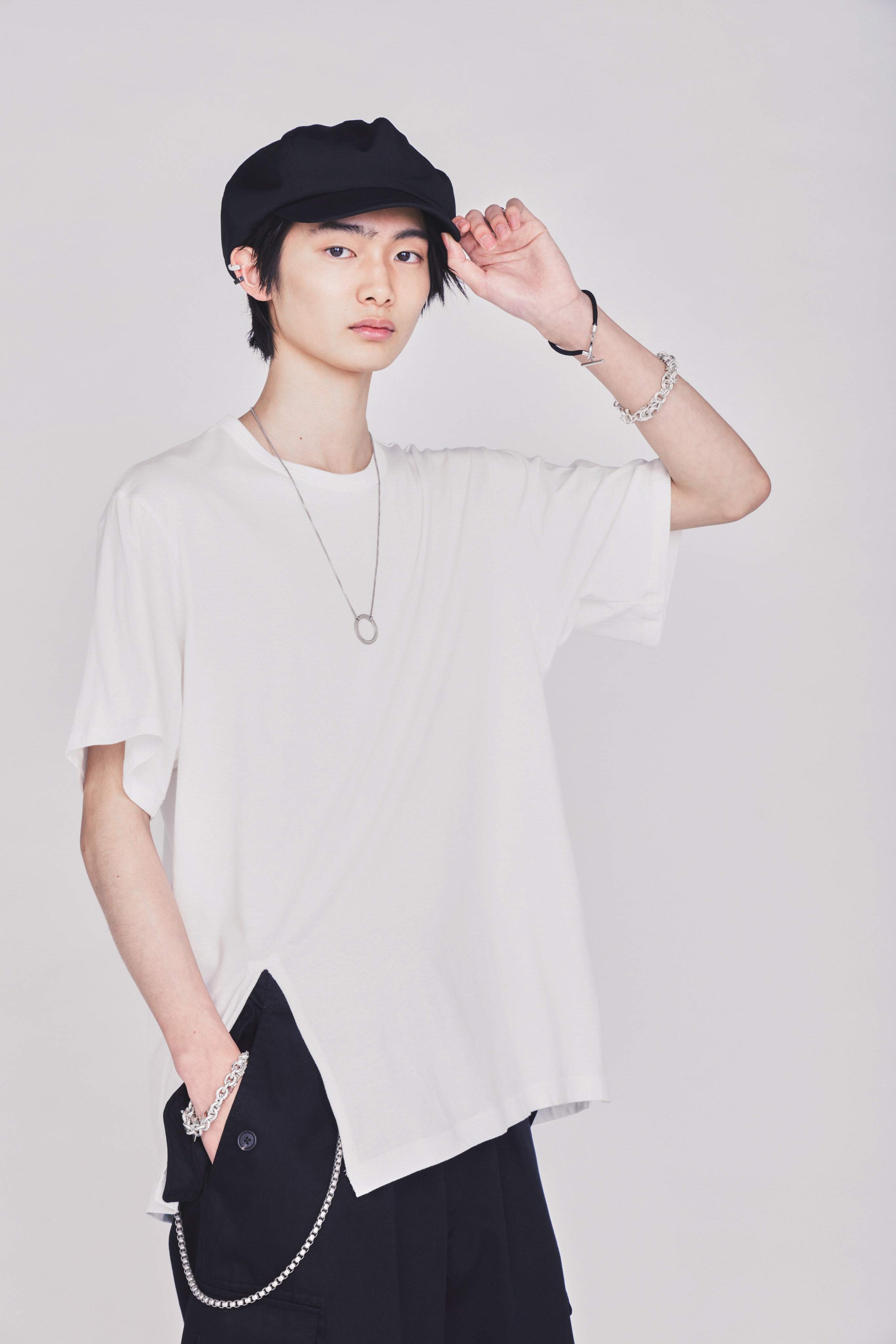 30/COTTON JERSEY FRONT SLIT T-SHIRT