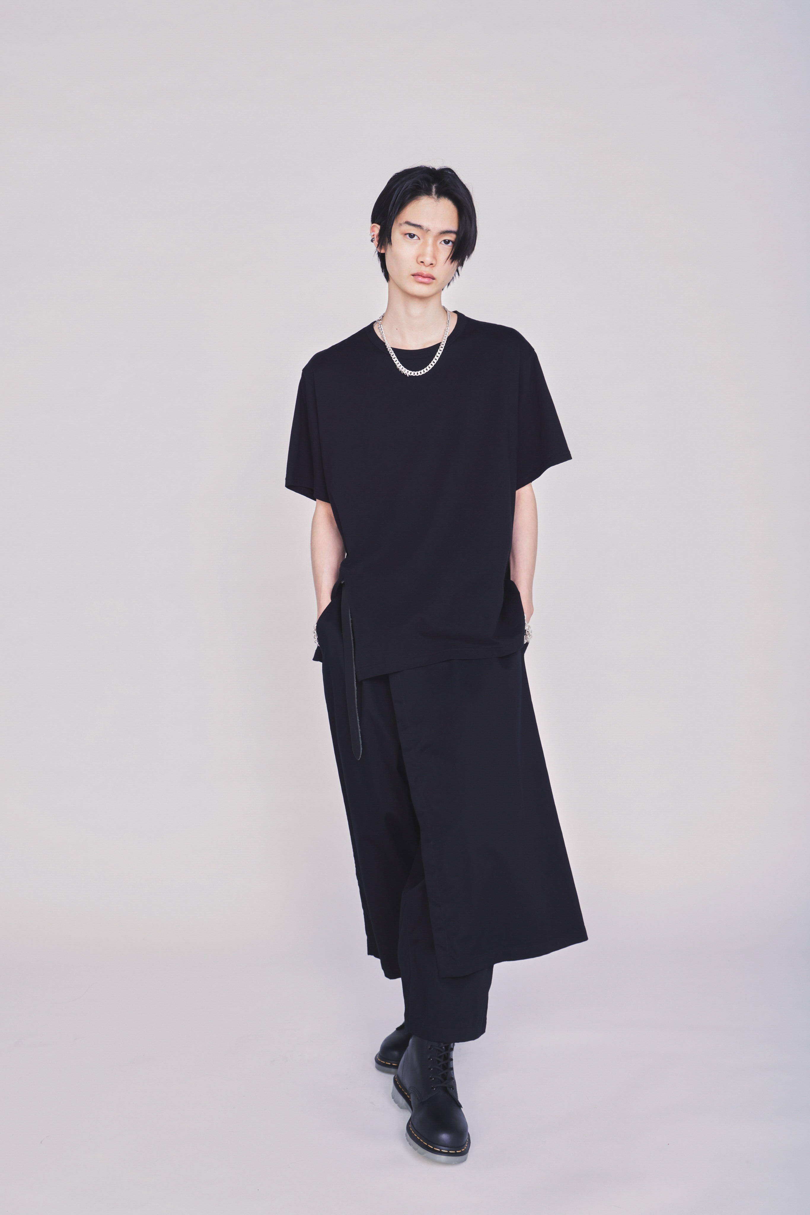 30/COTTON JERSEY FRONT SLIT T-SHIRT