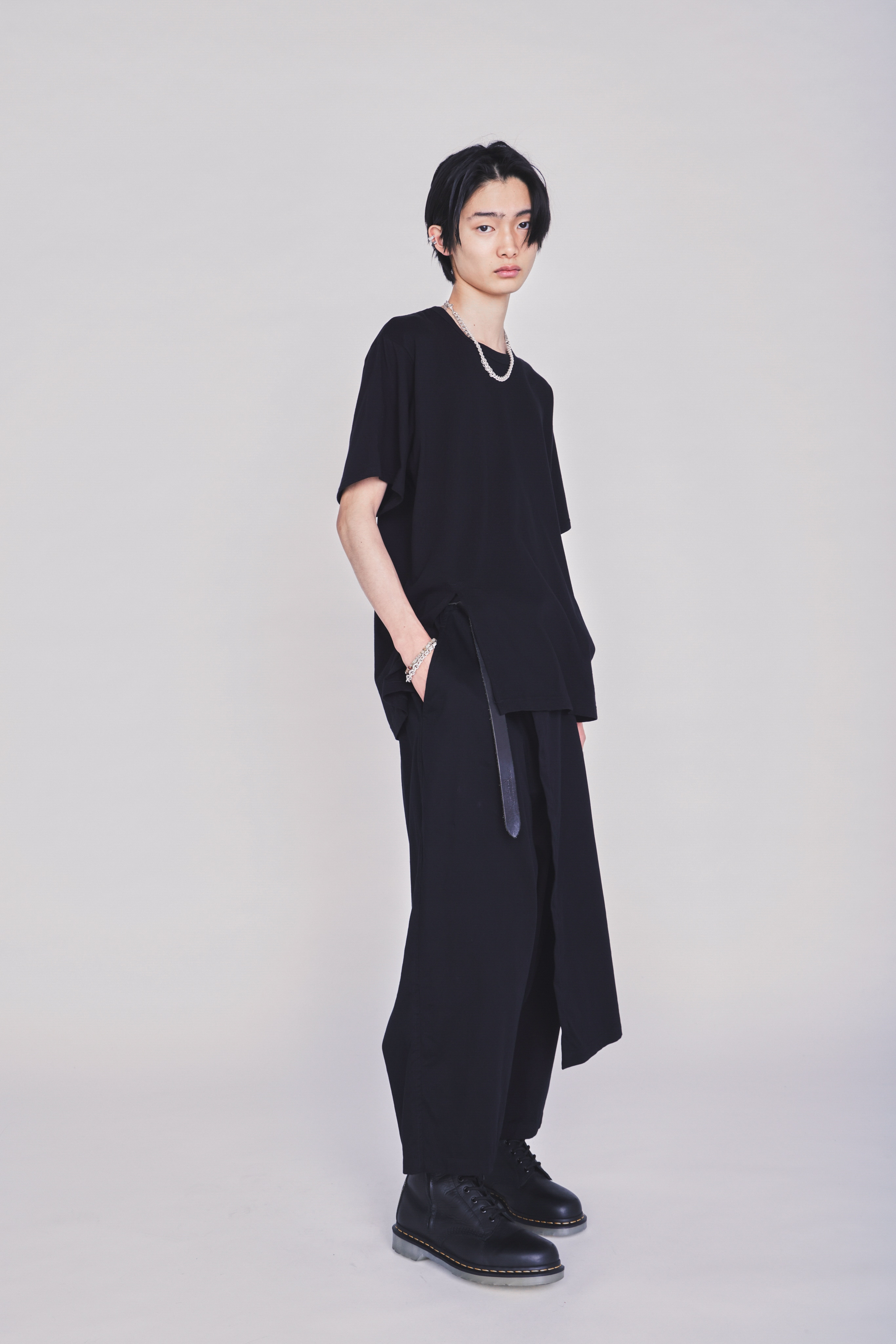 30/COTTON JERSEY FRONT SLIT T-SHIRT