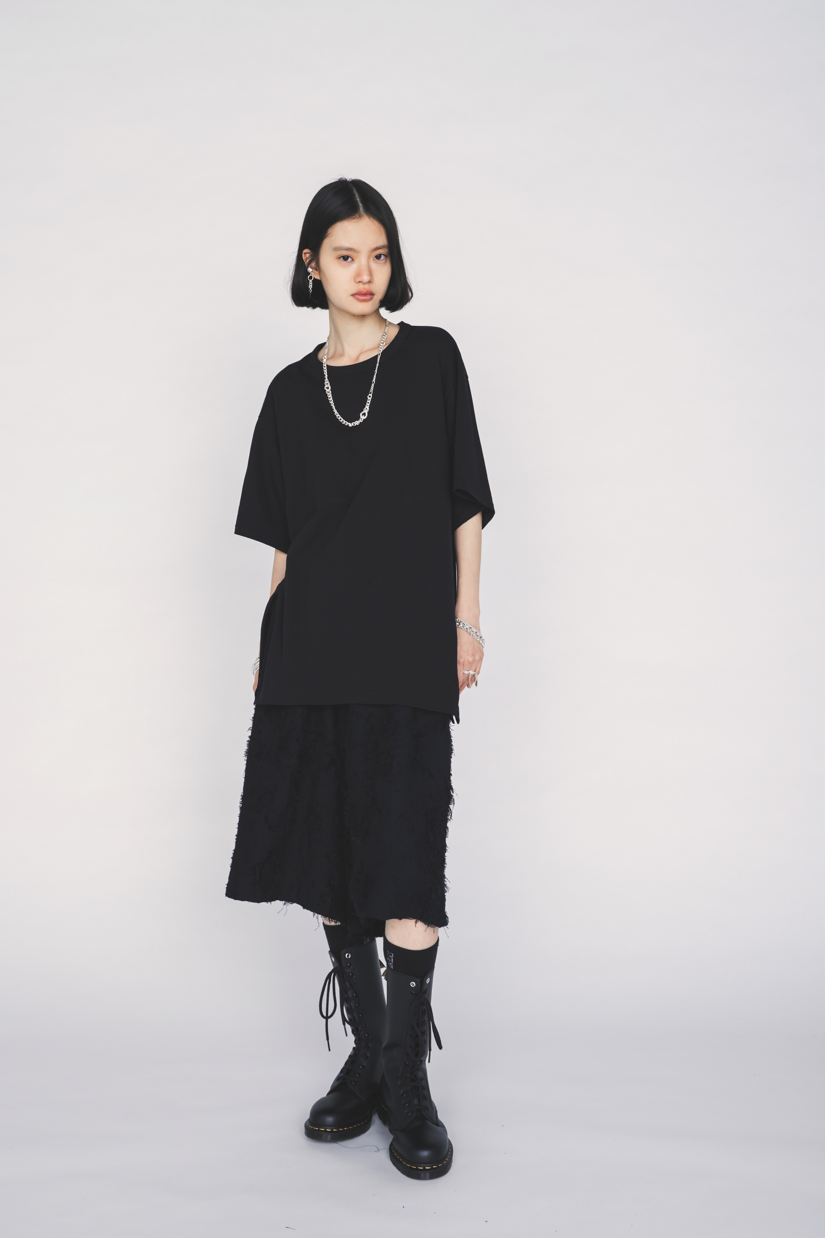 30/COTTON JERSEY FRONT SLIT T-SHIRT