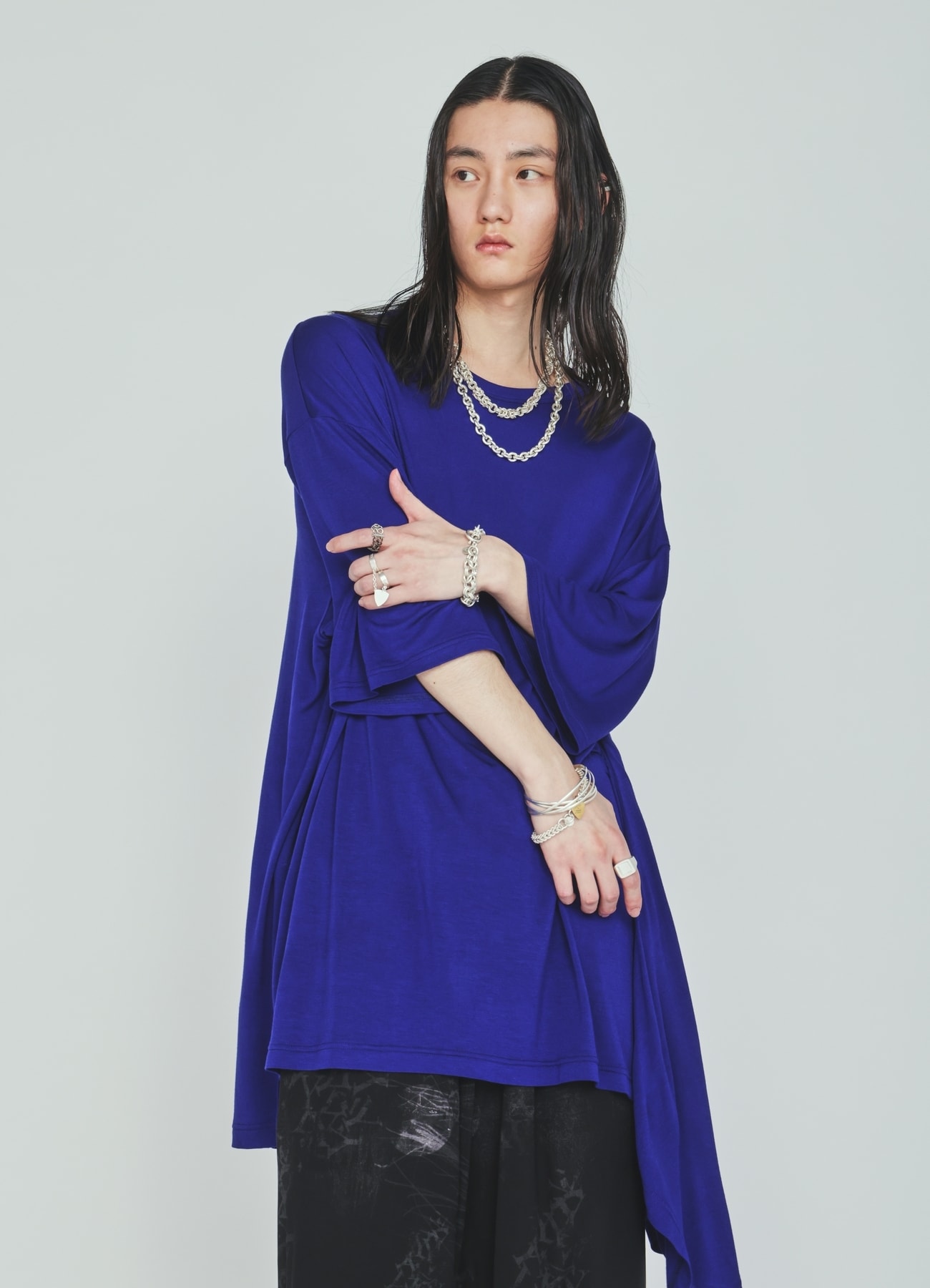 RAYON JERSEY DRAPE T-SHIRT