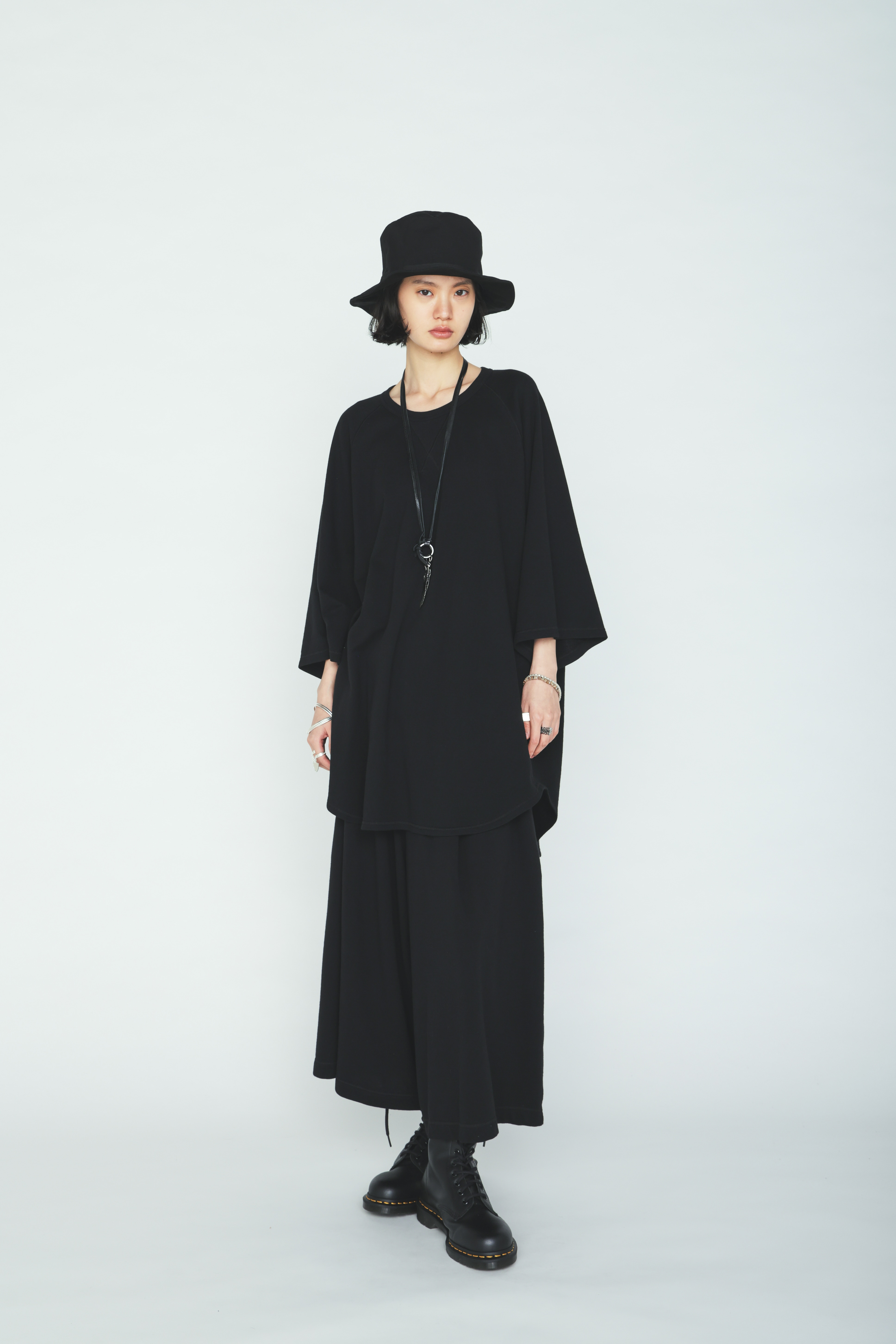 40/1 COTTON GAUZE FLEECE OVERSIZED RAGLAN T-SHIRT WITH GUSSETS