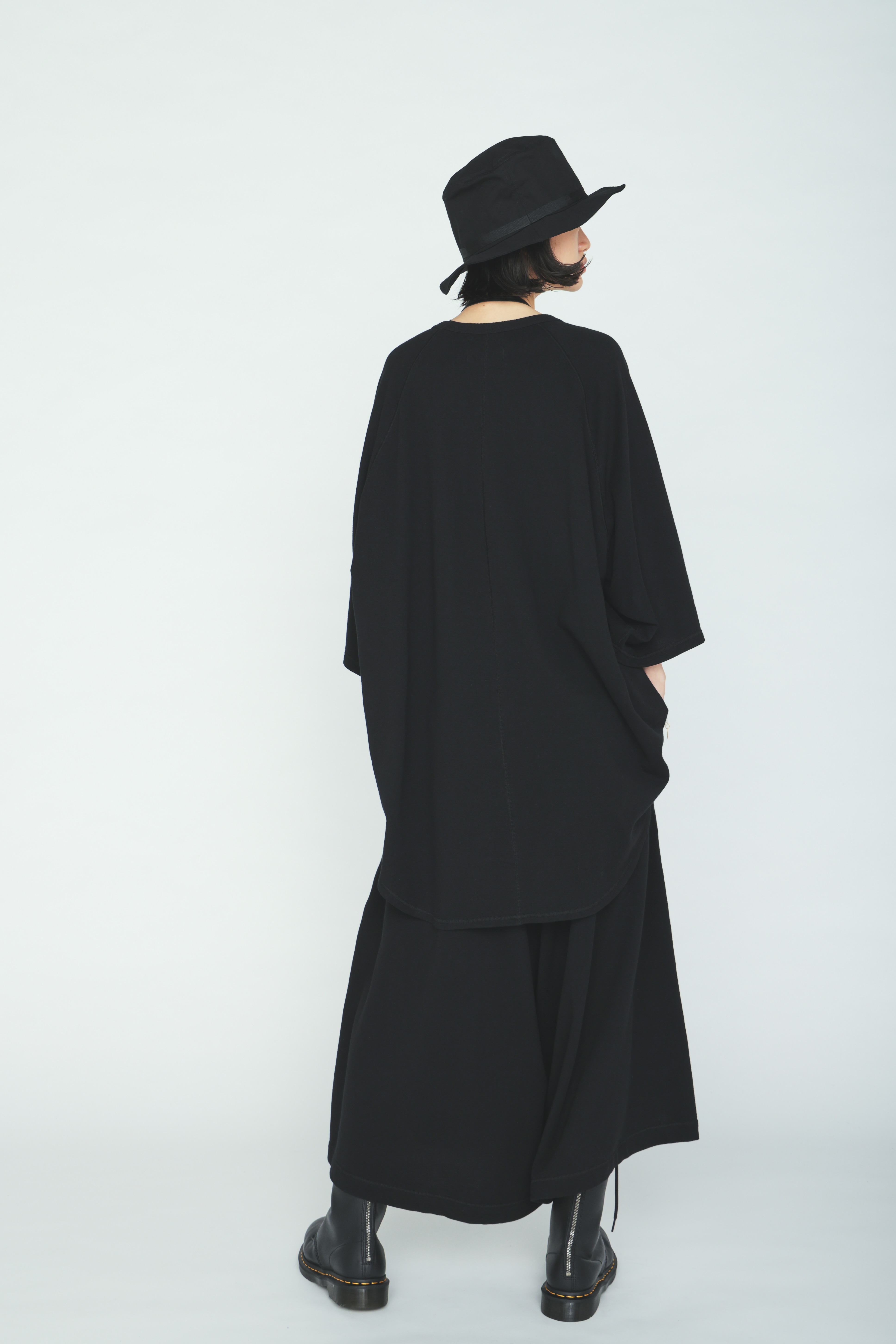 40/1 COTTON GAUZE FLEECE OVERSIZED RAGLAN T-SHIRT WITH GUSSETS