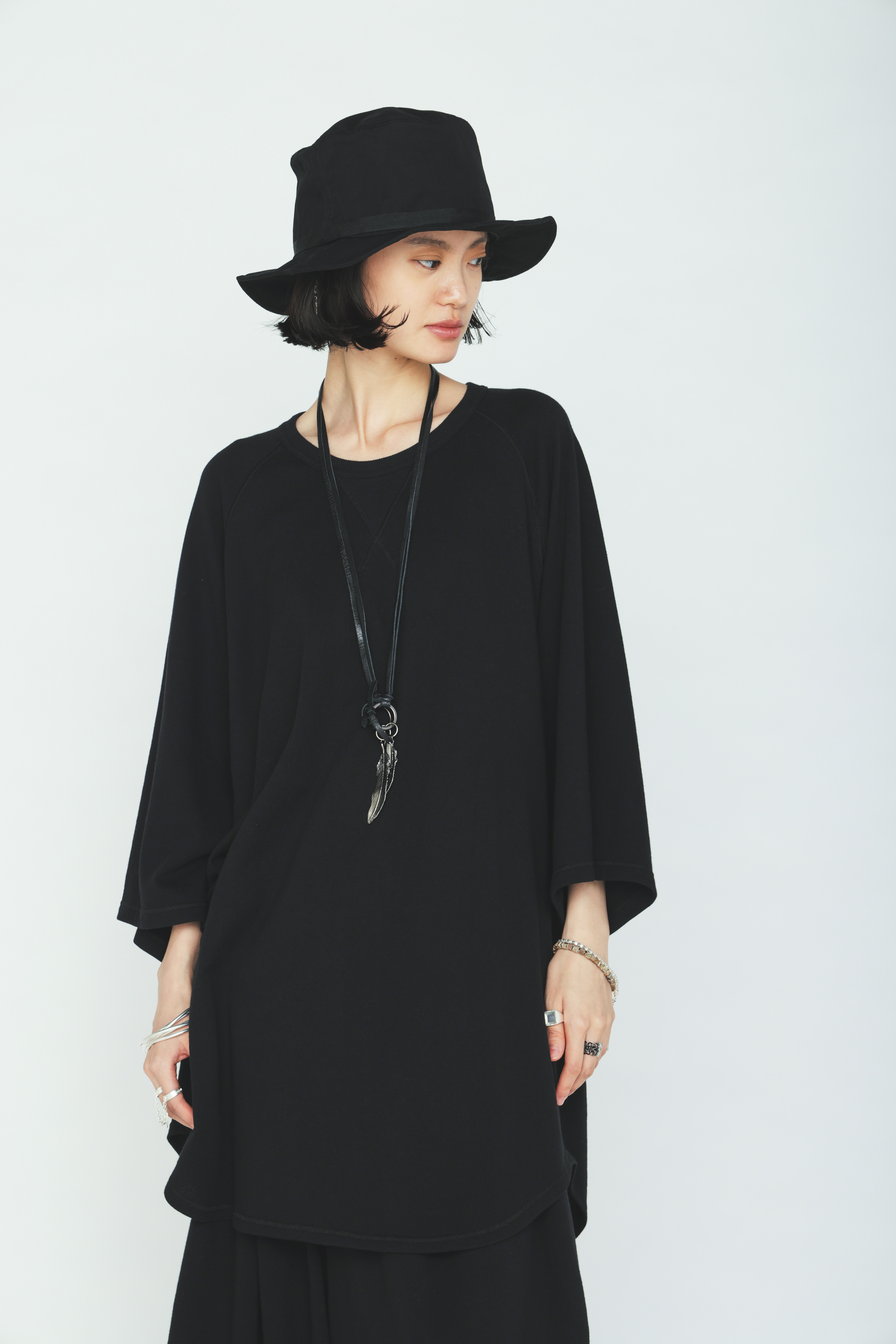 40/1 COTTON GAUZE FLEECE OVERSIZED RAGLAN T-SHIRT WITH GUSSETS