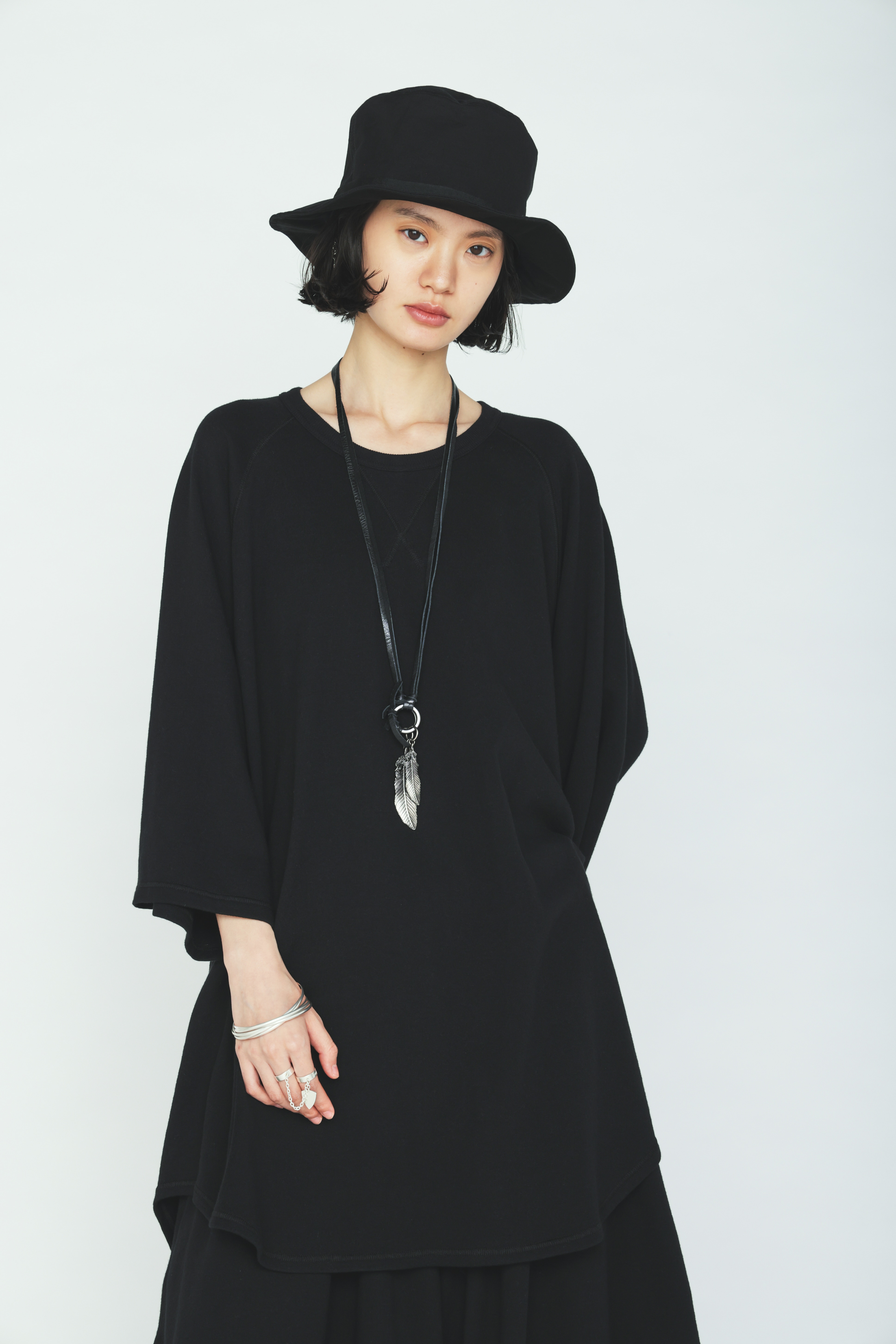 40/1 COTTON GAUZE FLEECE OVERSIZED RAGLAN T-SHIRT WITH GUSSETS