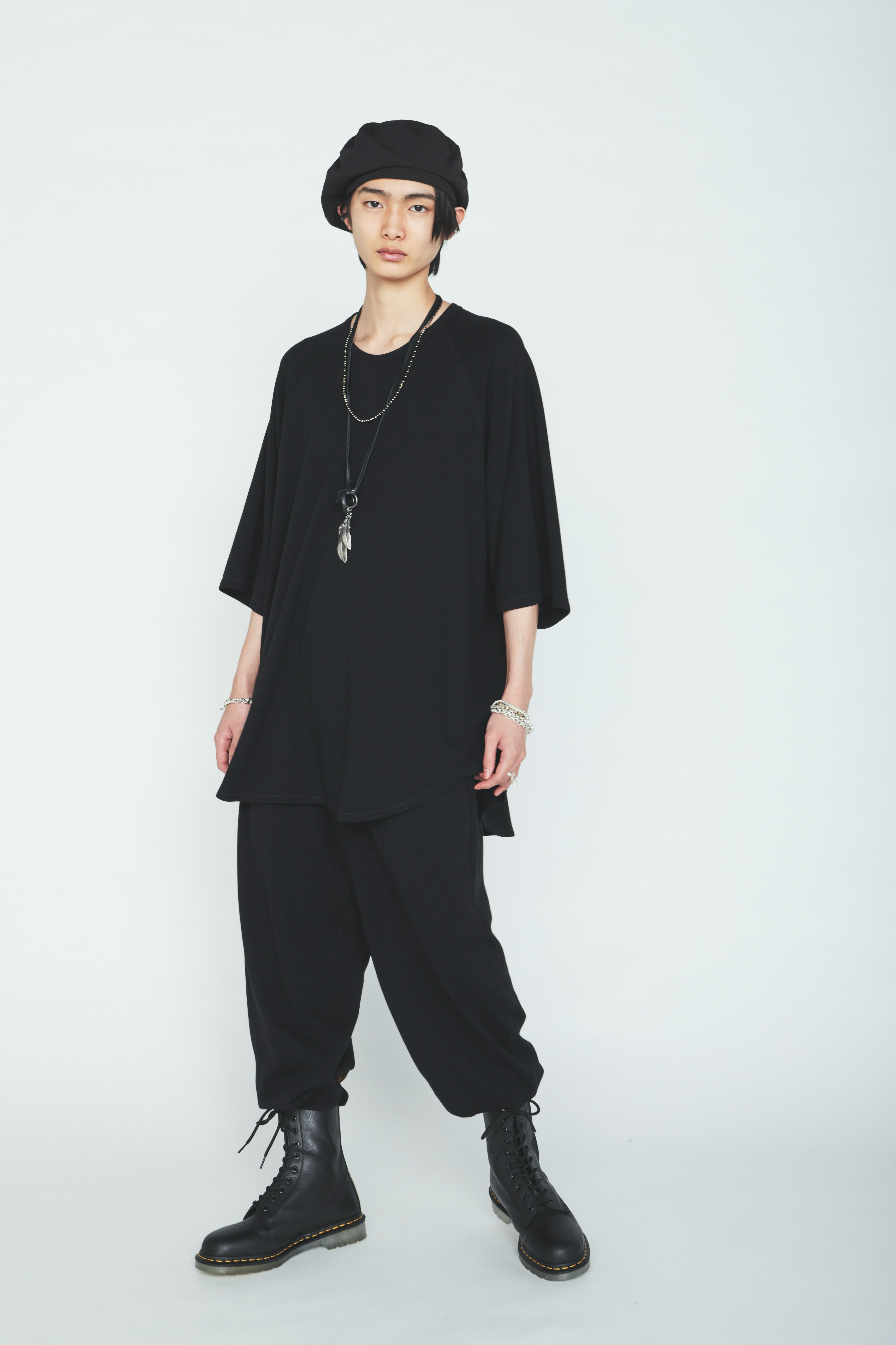 40/1 COTTON GAUZE FLEECE OVERSIZED RAGLAN T-SHIRT WITH GUSSETS