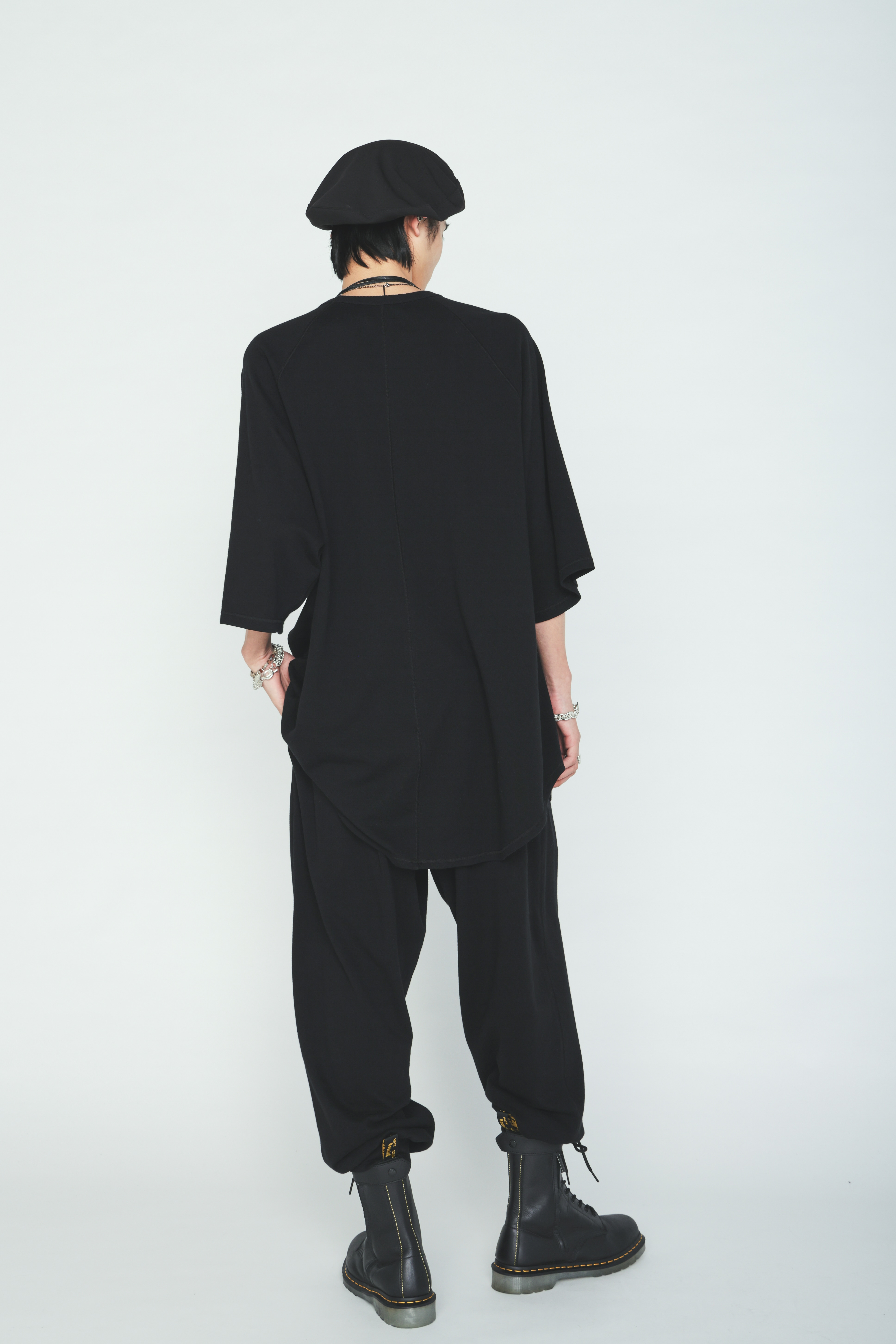 40/1 COTTON GAUZE FLEECE OVERSIZED RAGLAN T-SHIRT WITH GUSSETS