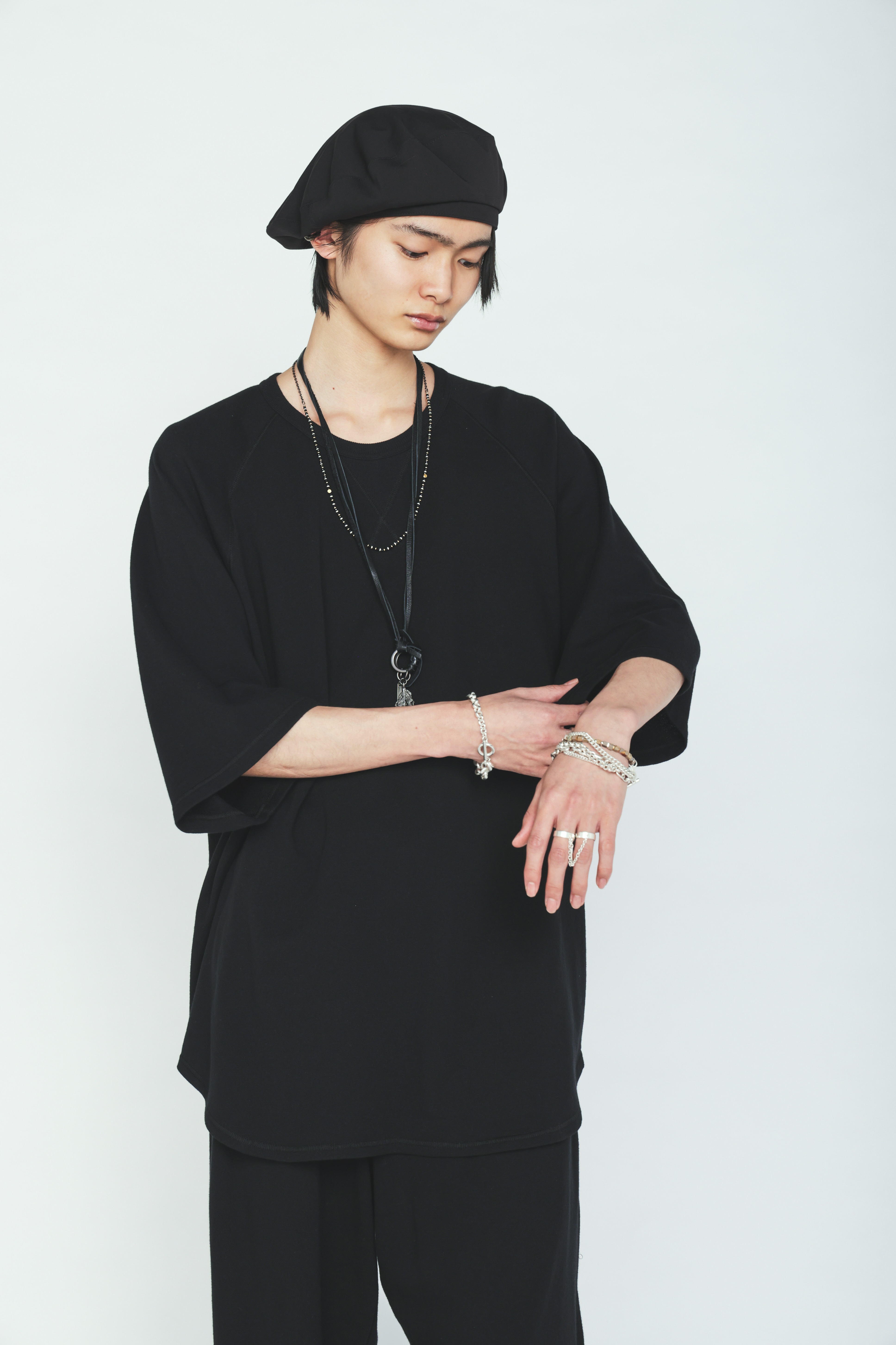 40/1 COTTON GAUZE FLEECE OVERSIZED RAGLAN T-SHIRT WITH GUSSETS