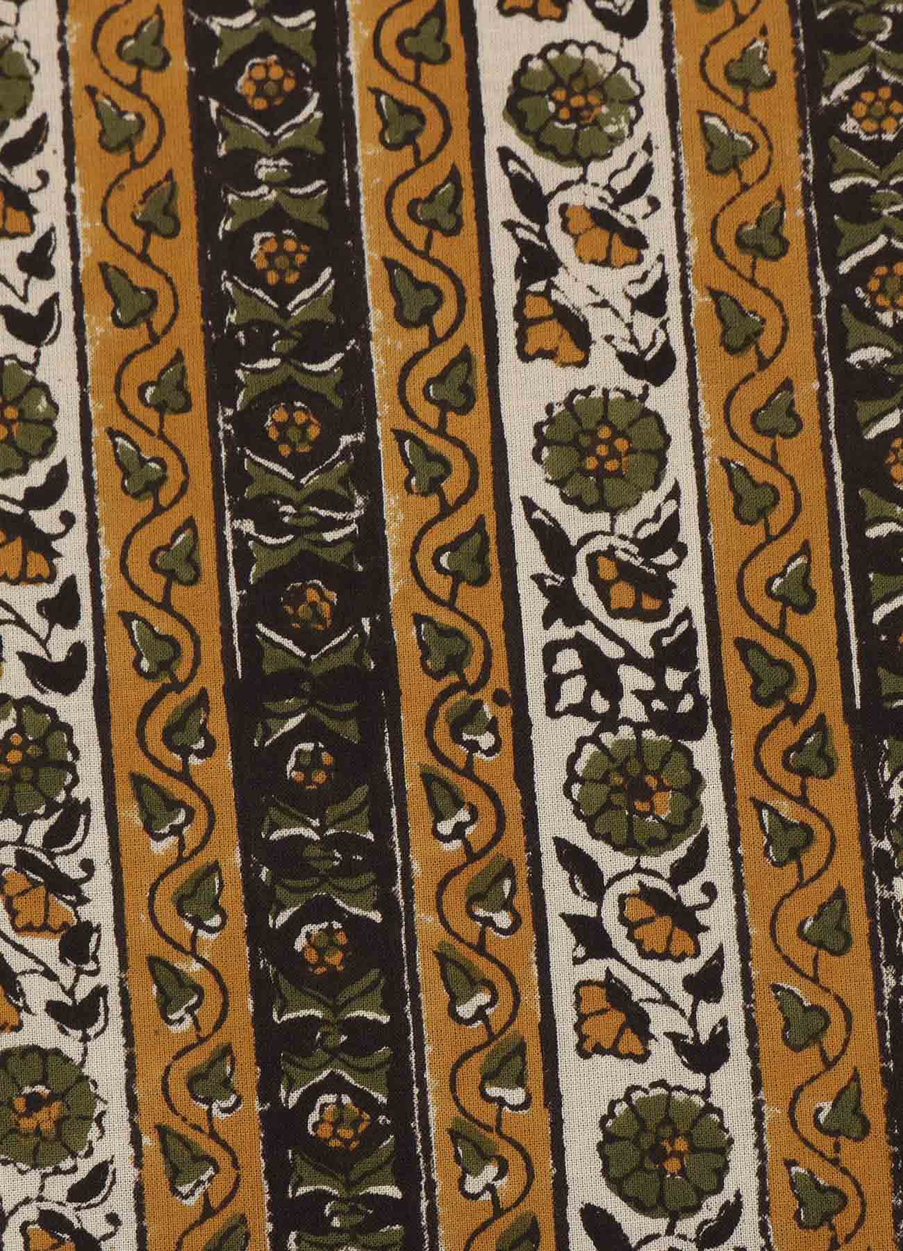 Indian Block Print Flower Pattern Layered Asymmetry Drape T-shirt