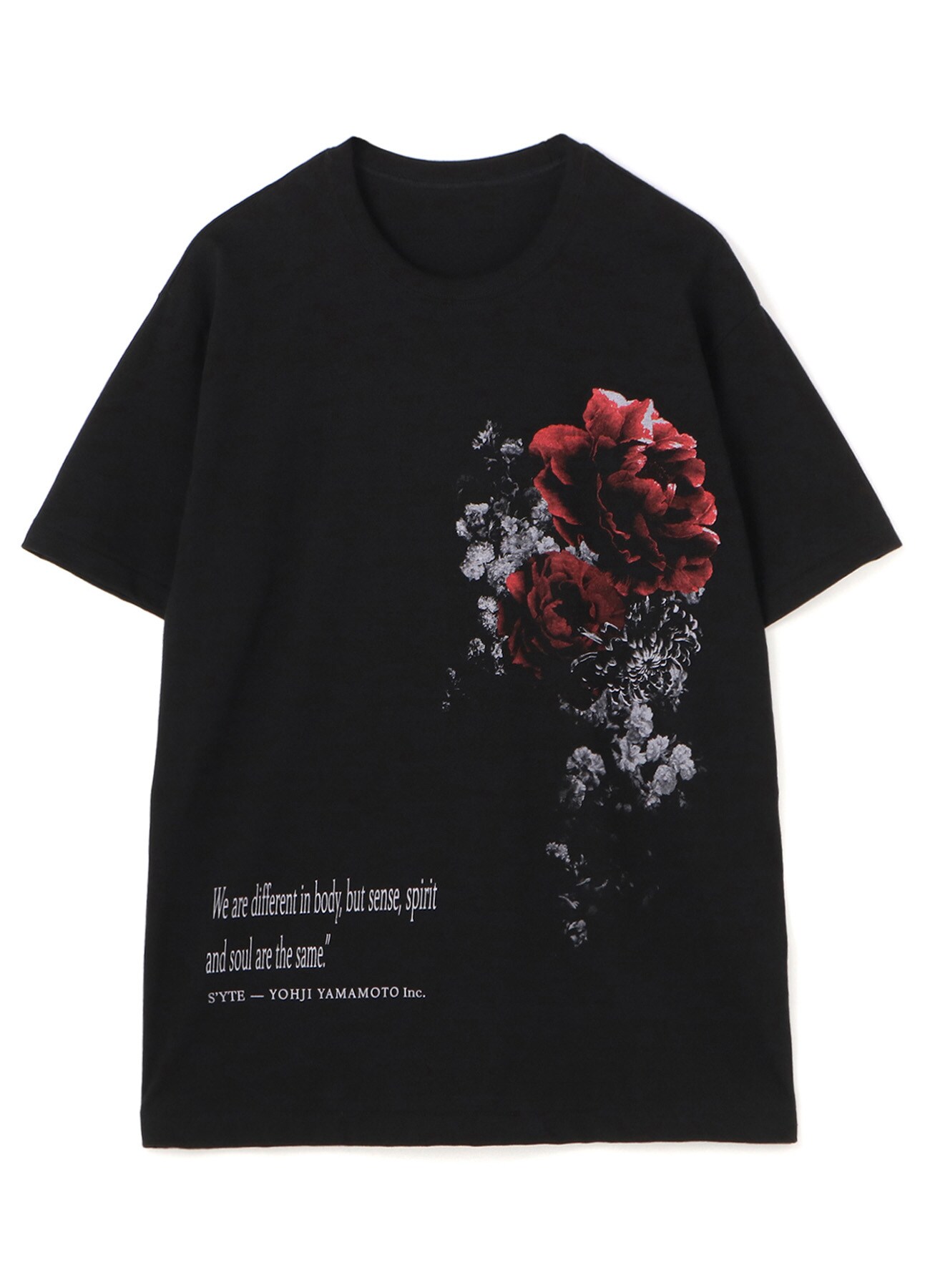 20/Cotton Jersey Crimson Flowers Message T-shirt(S BlackxRed): S'YTE｜THE  SHOP YOHJI YAMAMOTO