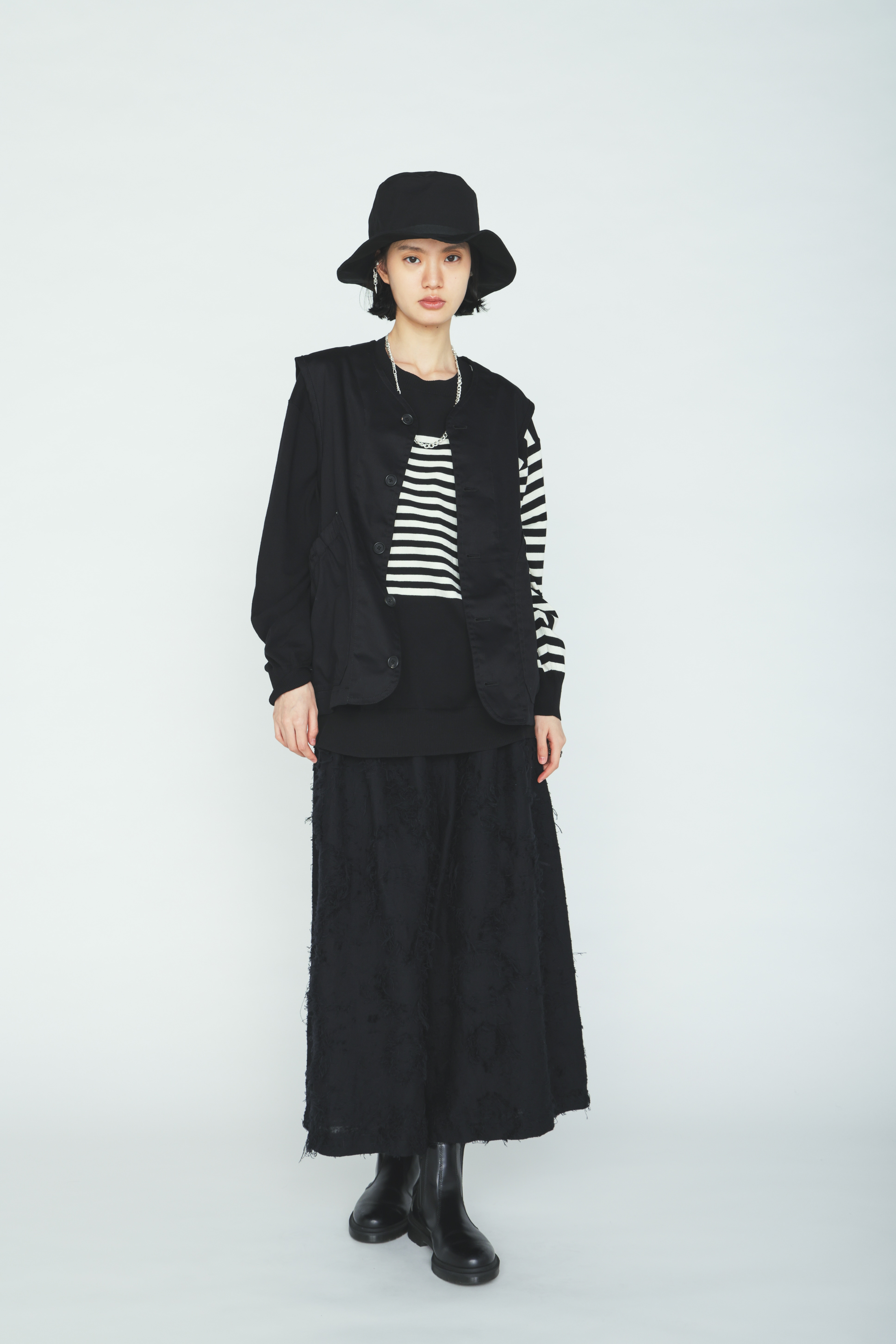 COTTON TWILL GATHERED POCKET VEST