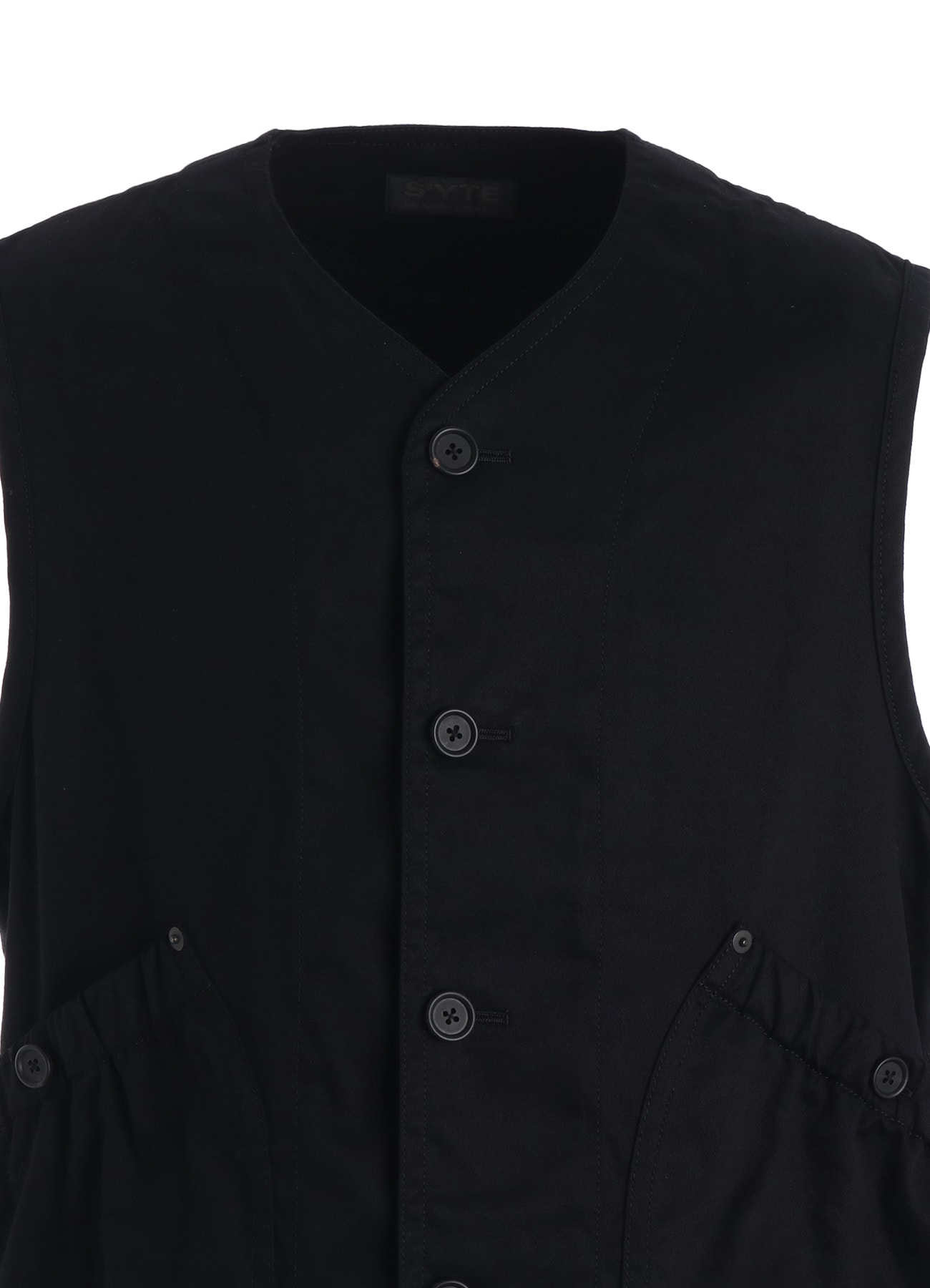 COTTON TWILL GATHERED POCKET VEST