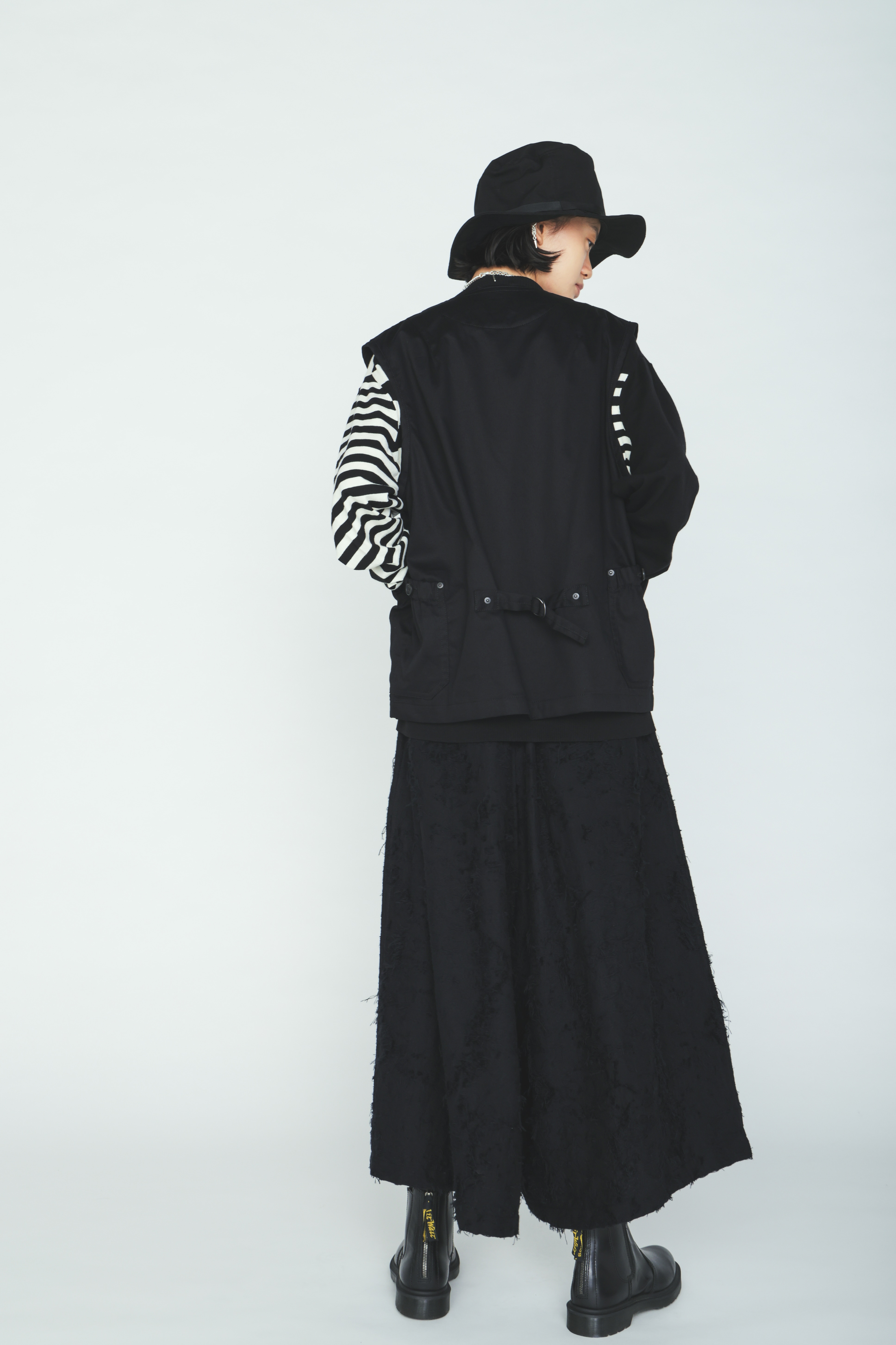 COTTON TWILL GATHERED POCKET VEST