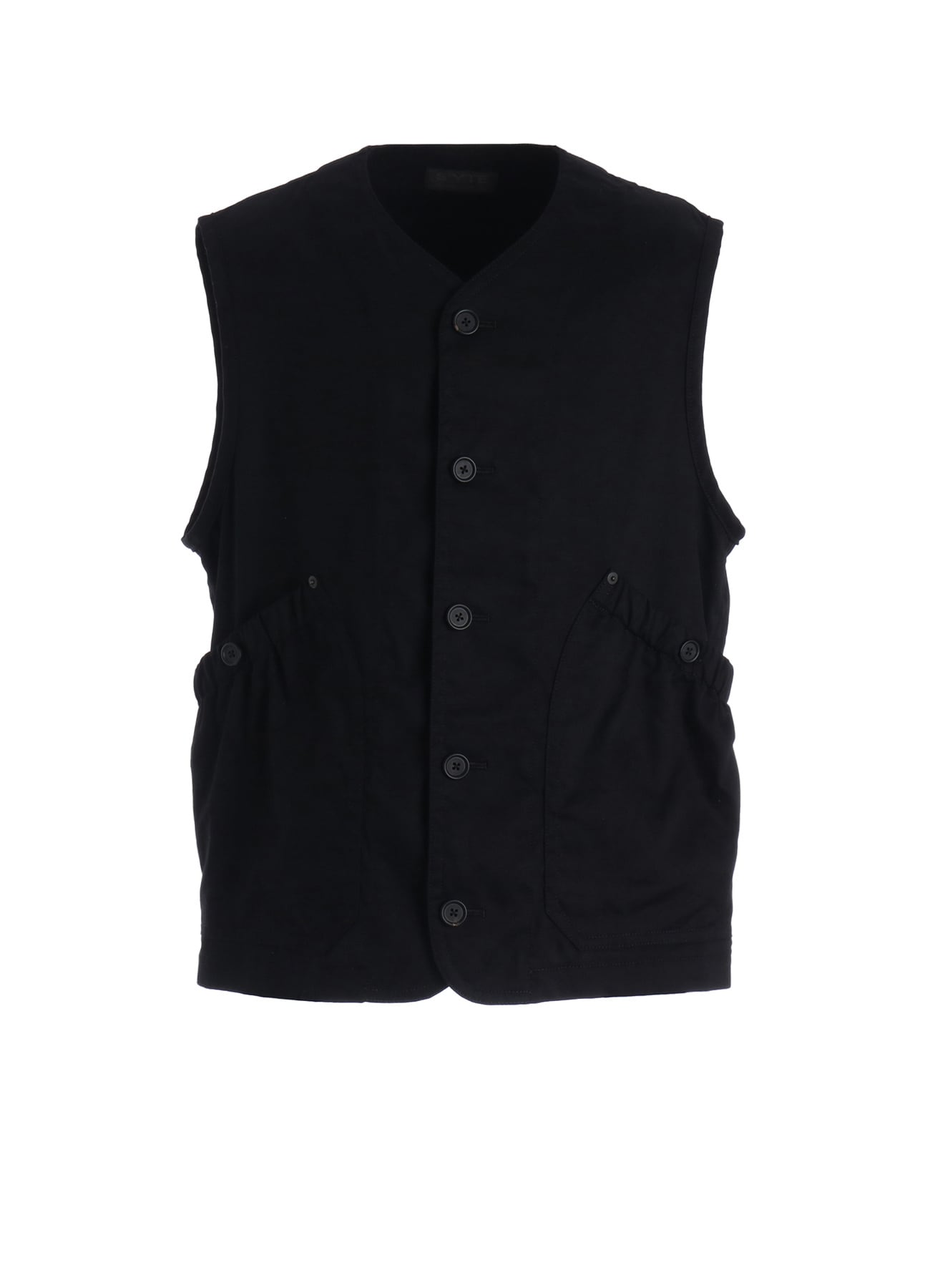 COTTON TWILL GATHERED POCKET VEST