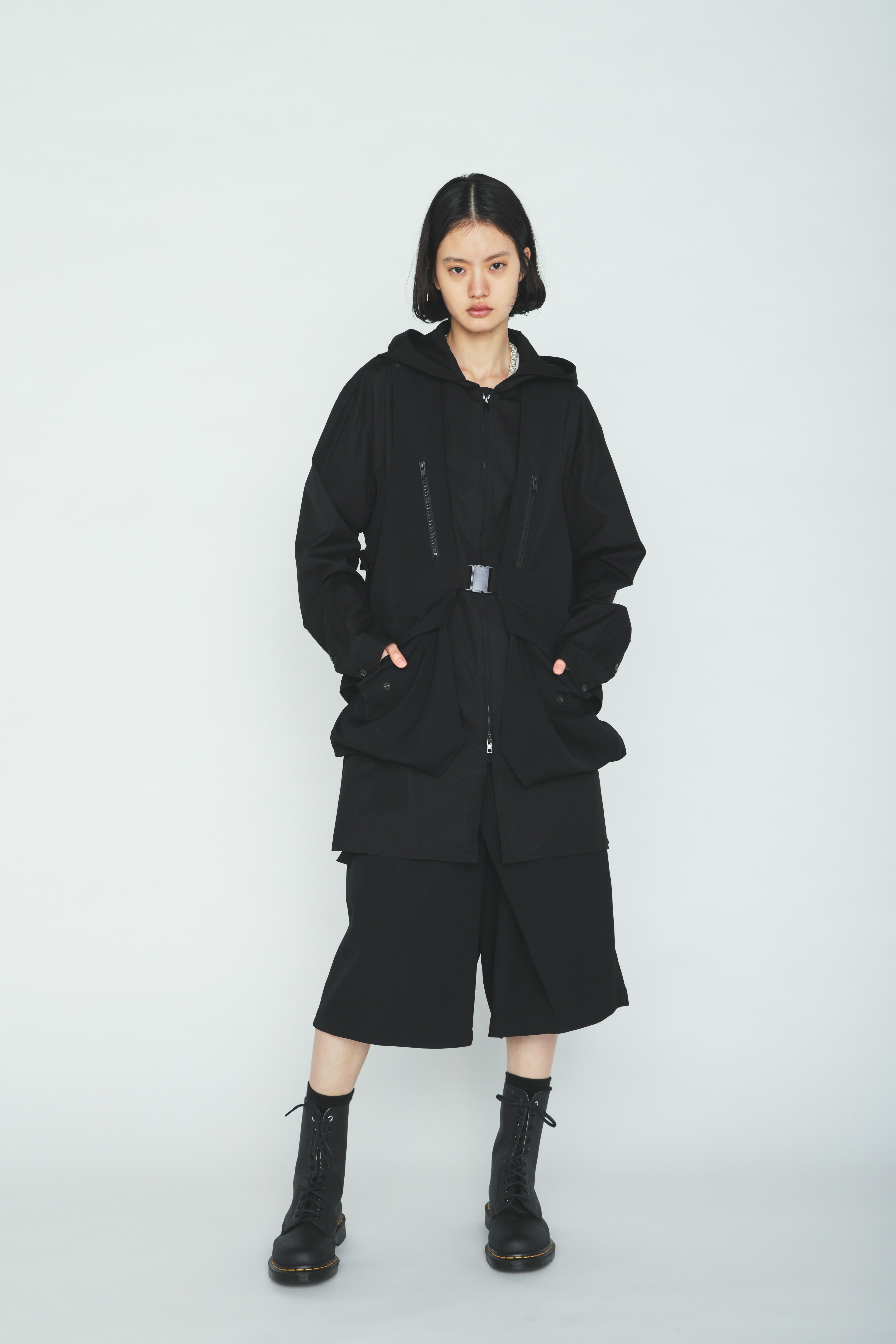 WASHER WOOL GABARDINE SIDE BELTED VEST