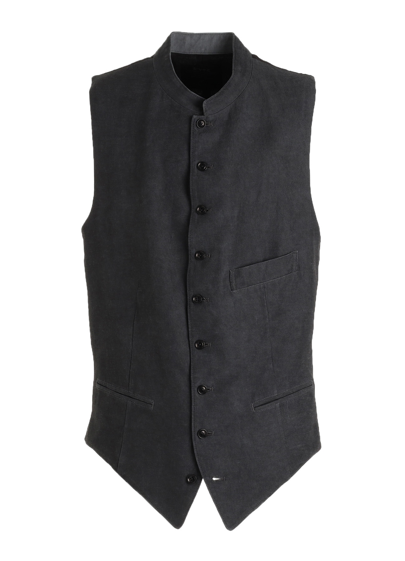 S'YTE Yohji Yamamoto スタンドカラー ジレ ベスト VIS/LI TWILL PIGMENT PRINT STAND COLLAR VEST(M Black): S'YTE｜THE
