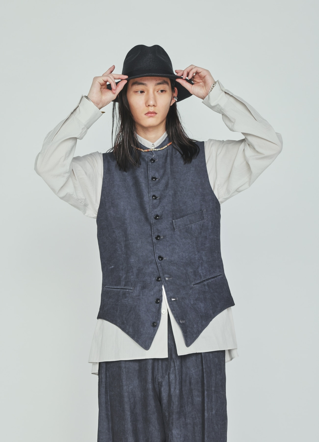 VIS/LI TWILL PIGMENT PRINT STAND COLLAR VEST