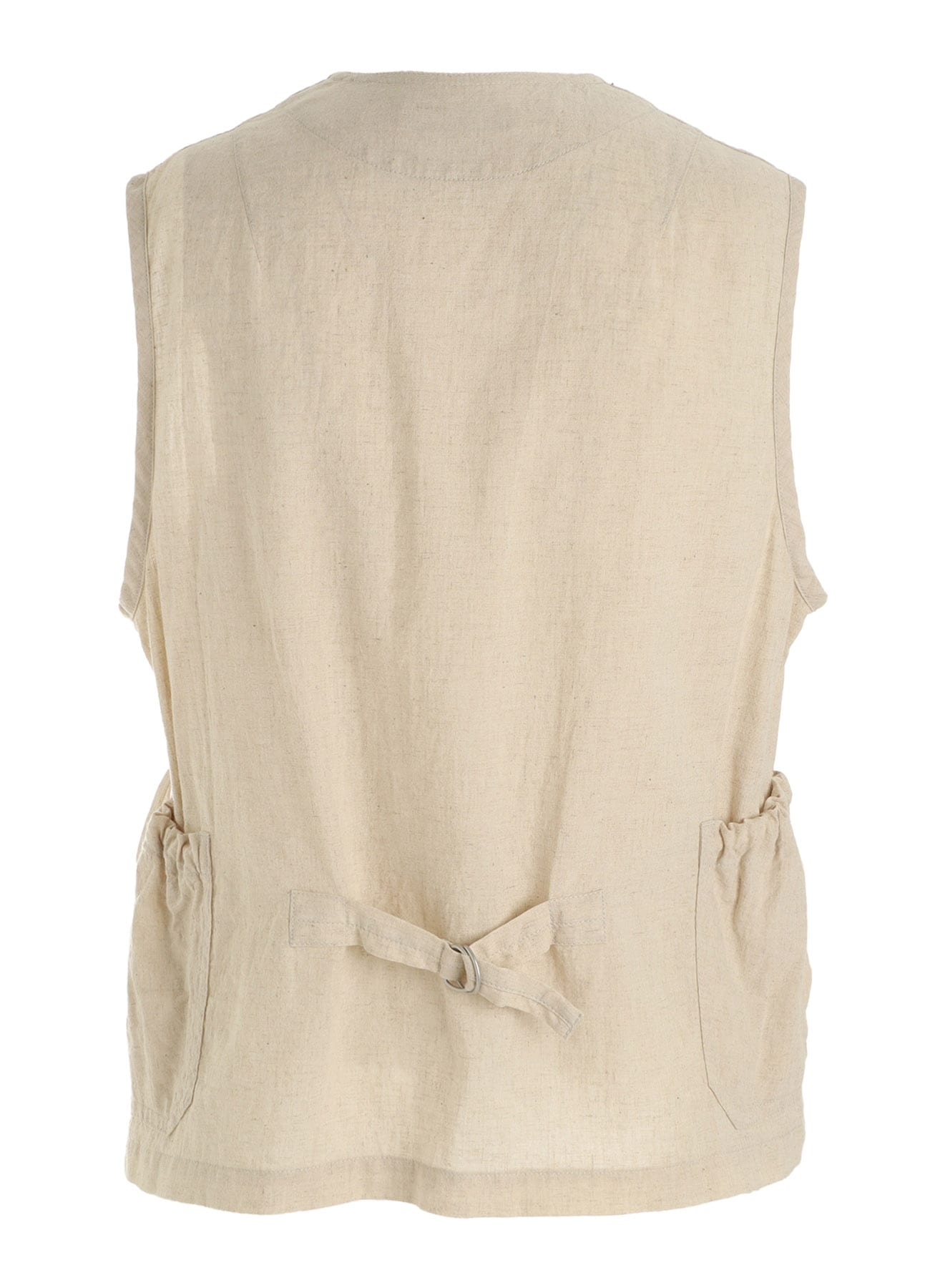 Cotton-Linen Poplin GATHERED POCKET VEST