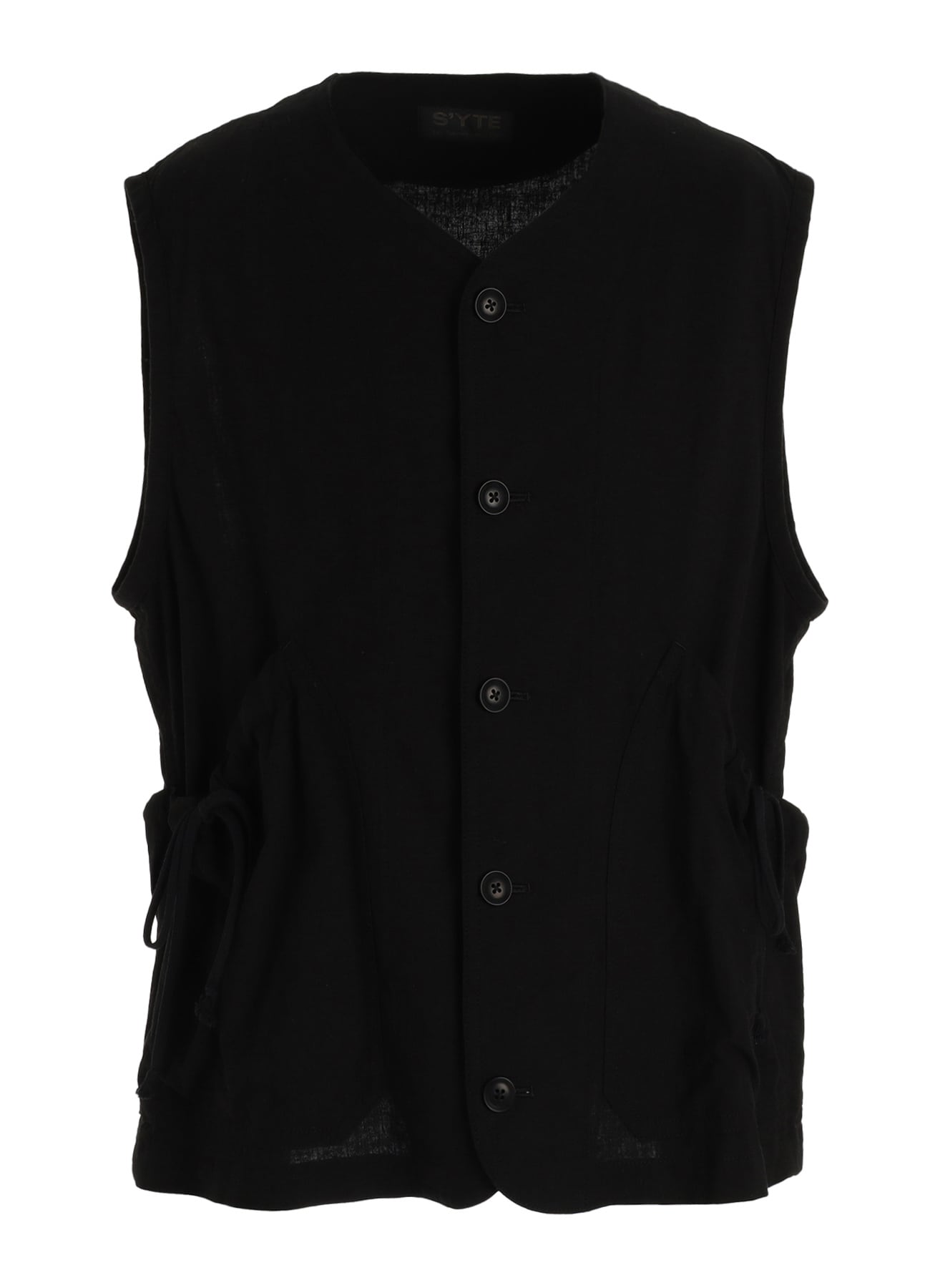 Cotton-Linen Poplin GATHERED POCKET VEST(M Black): S'YTE｜THE SHOP
