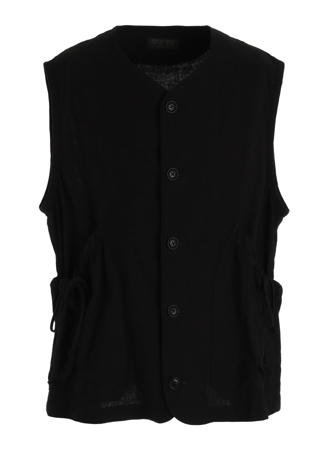 Cotton-Linen Poplin GATHERED POCKET VEST(M Black): S'YTE｜THE SHOP
