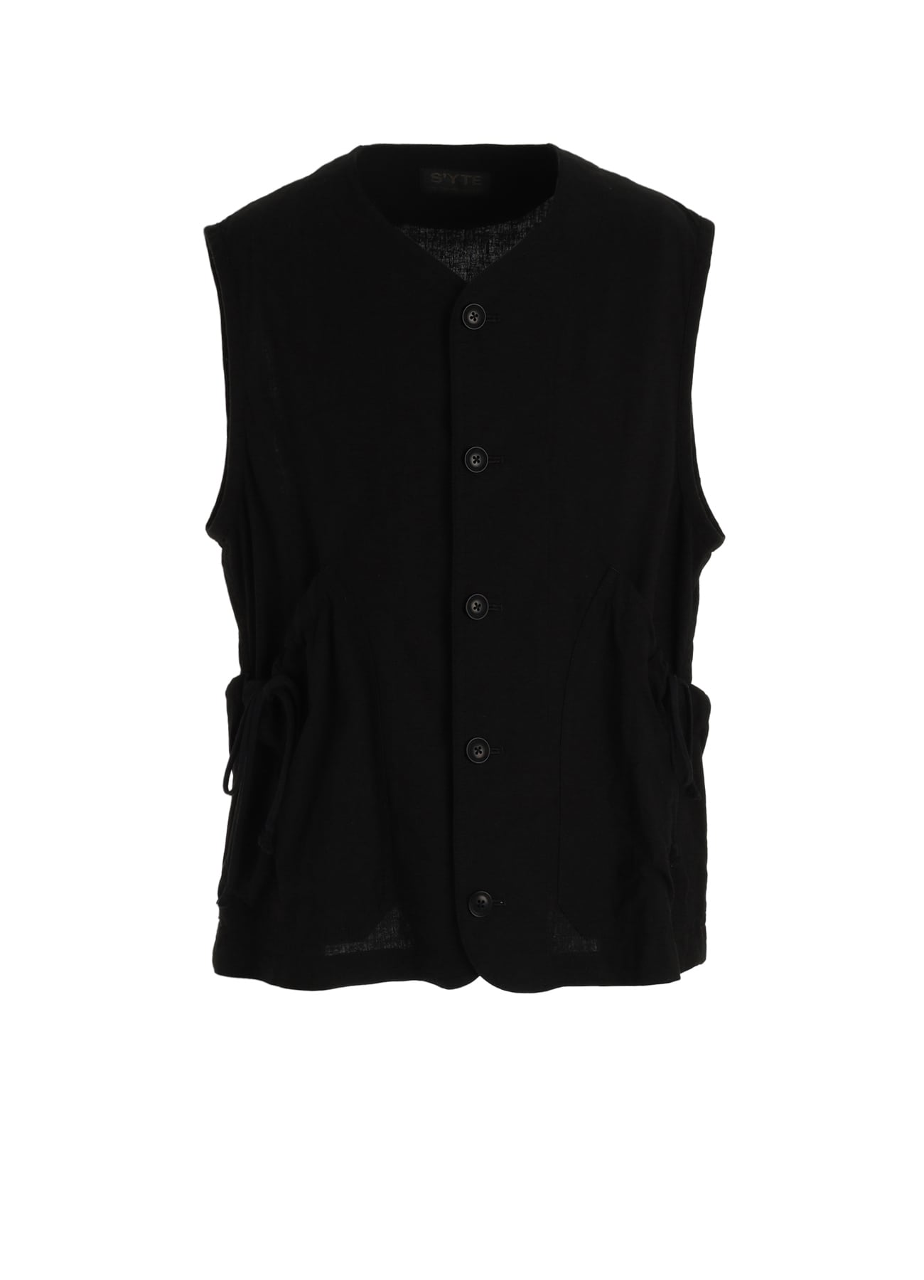 Cotton-Linen Poplin GATHERED POCKET VEST