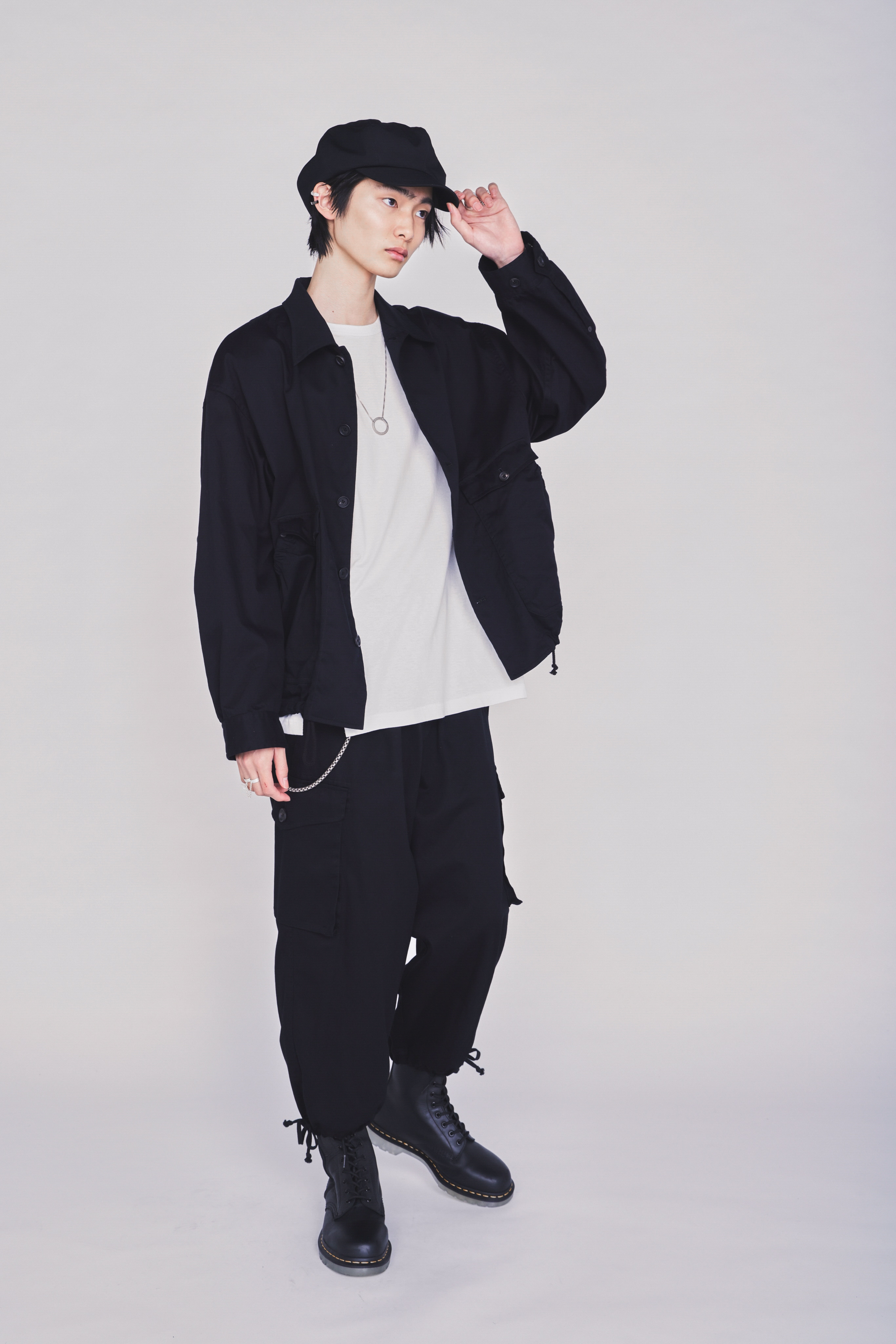 COTTON TWILL GATHERED POCKET BLOUSON