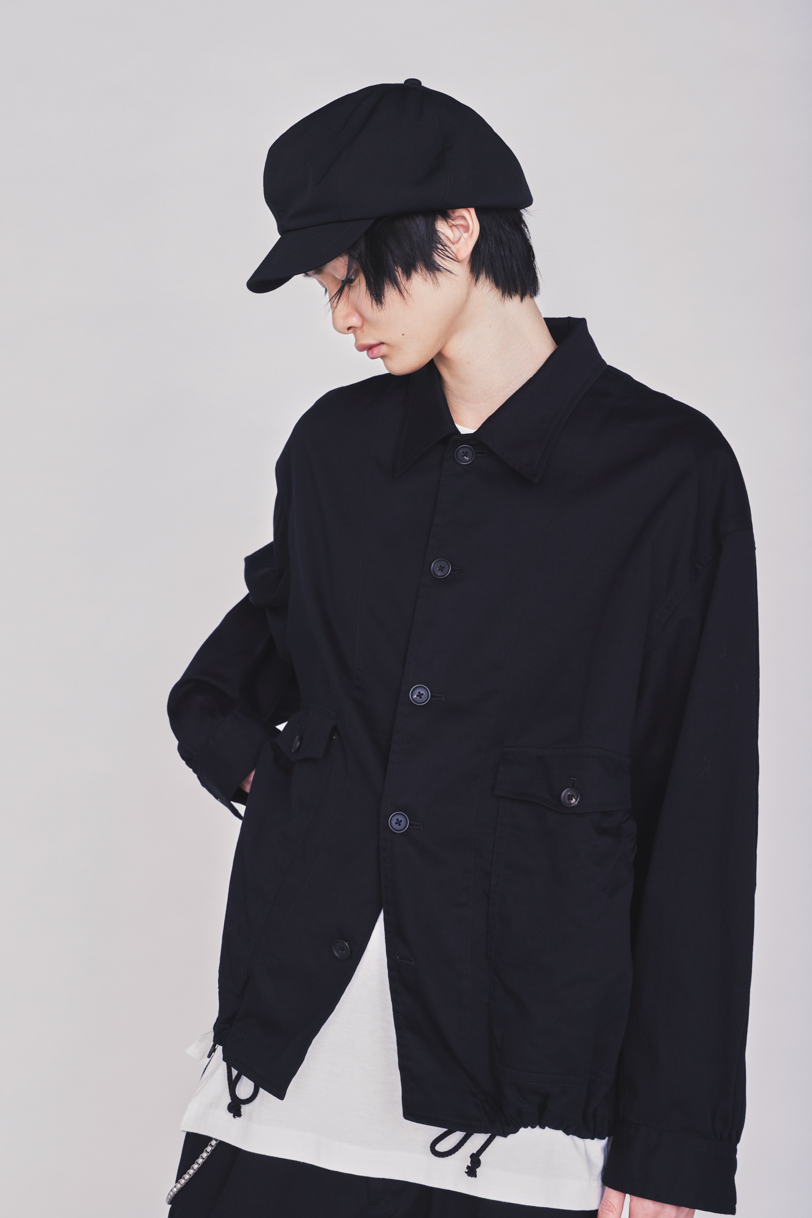 COTTON TWILL GATHERED POCKET BLOUSON