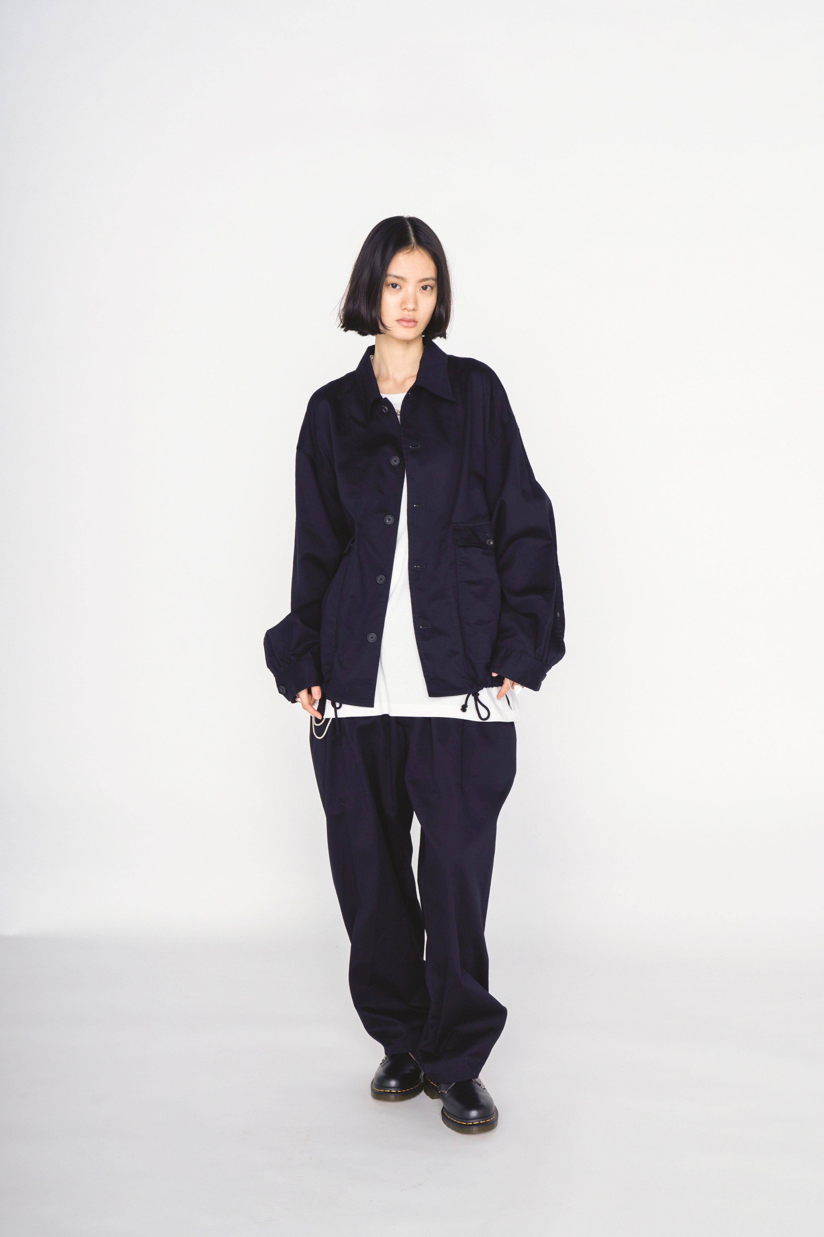 COTTON TWILL GATHERED POCKET BLOUSON