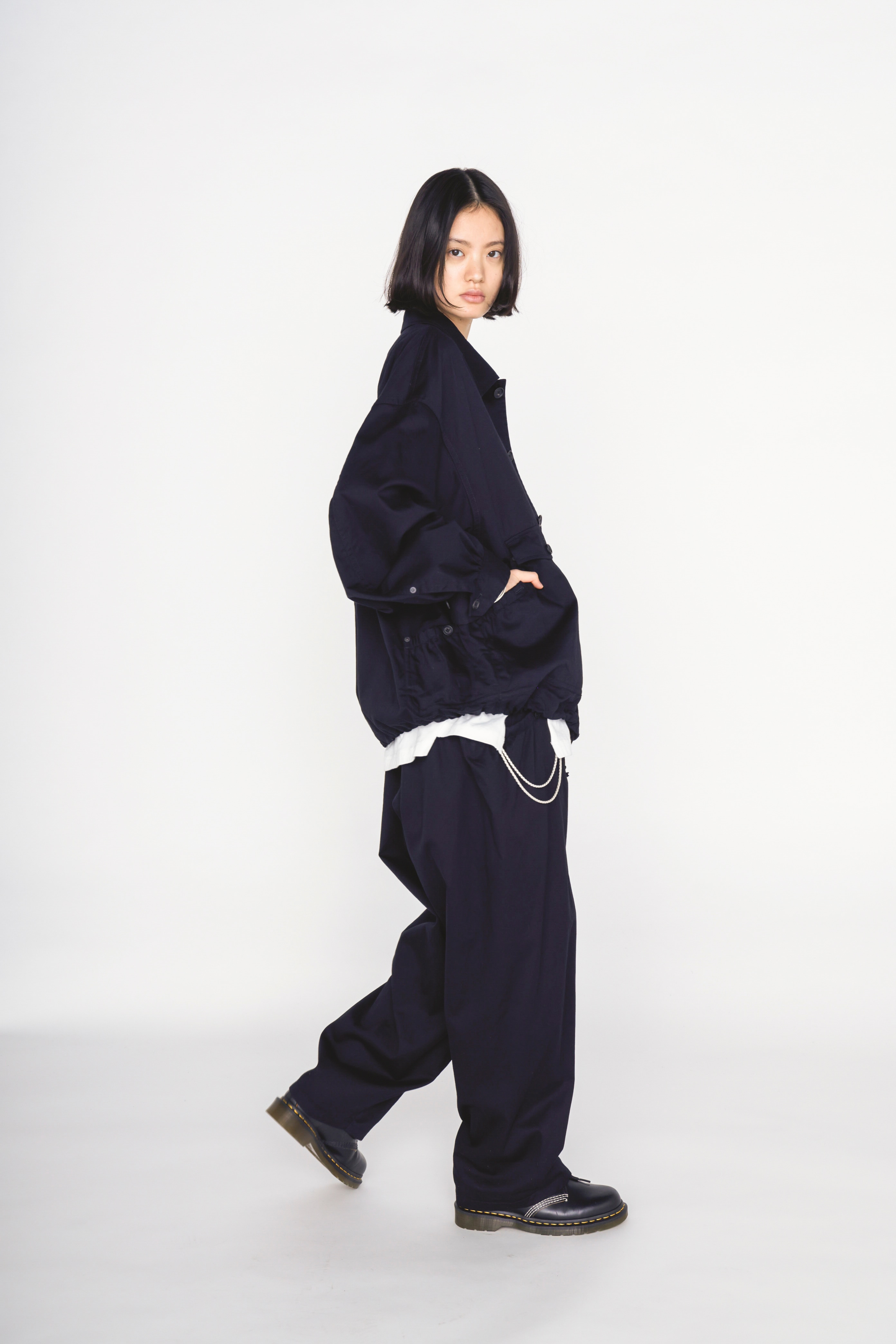 COTTON TWILL GATHERED POCKET BLOUSON