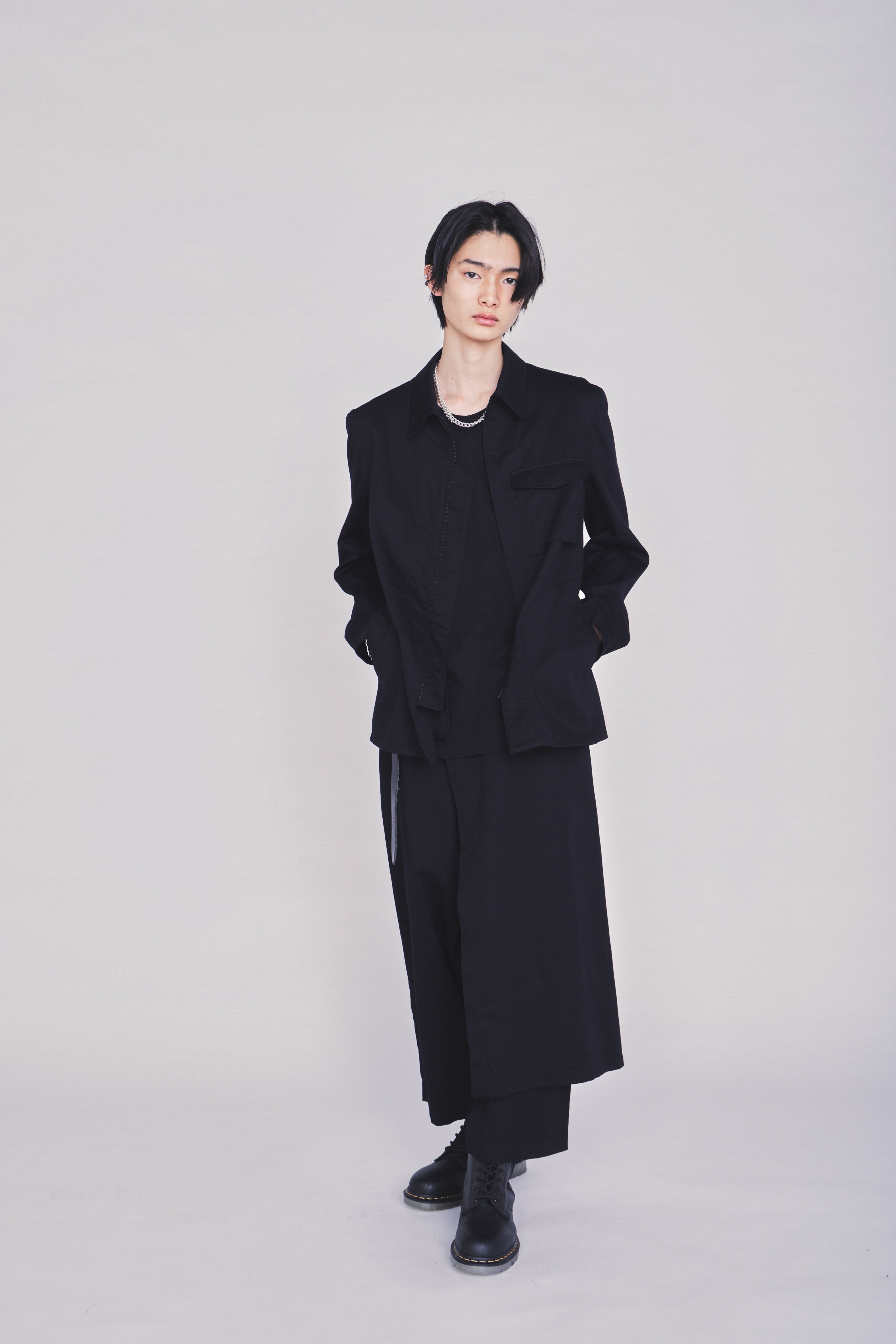 COTTON TWILL ASYMMETRIC POCKET JACKET