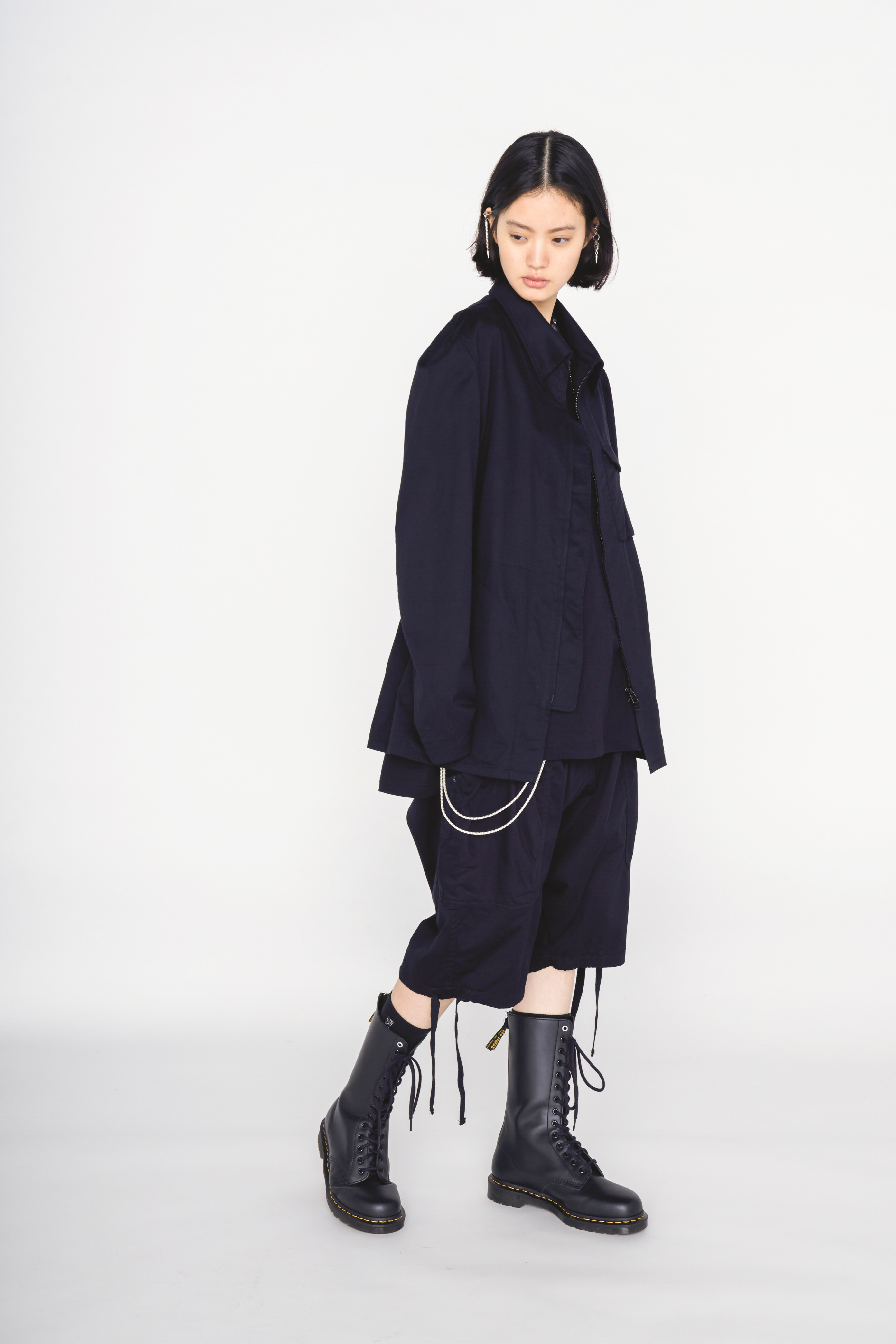 COTTON TWILL ASYMMETRIC POCKET JACKET