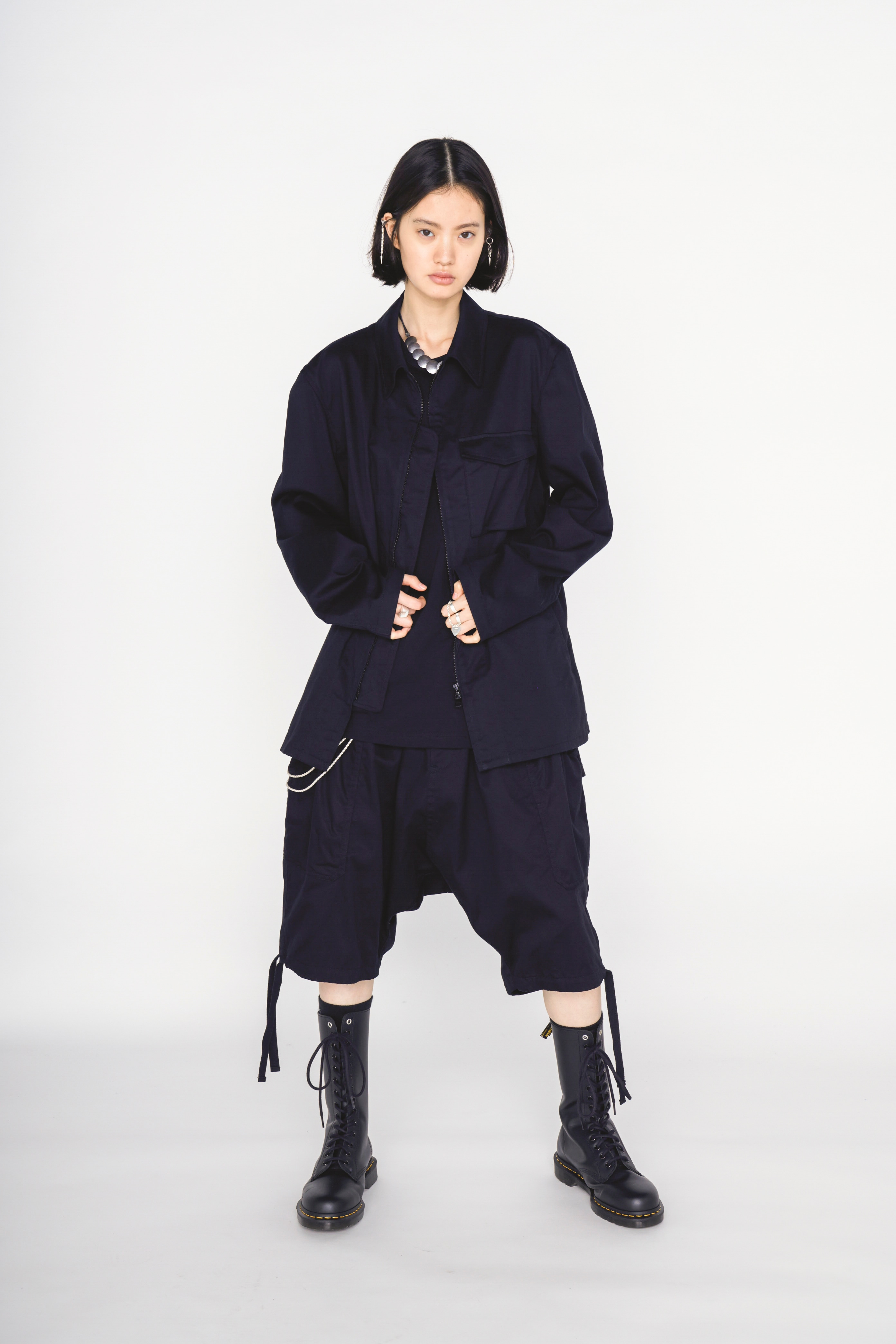 COTTON TWILL ASYMMETRIC POCKET JACKET