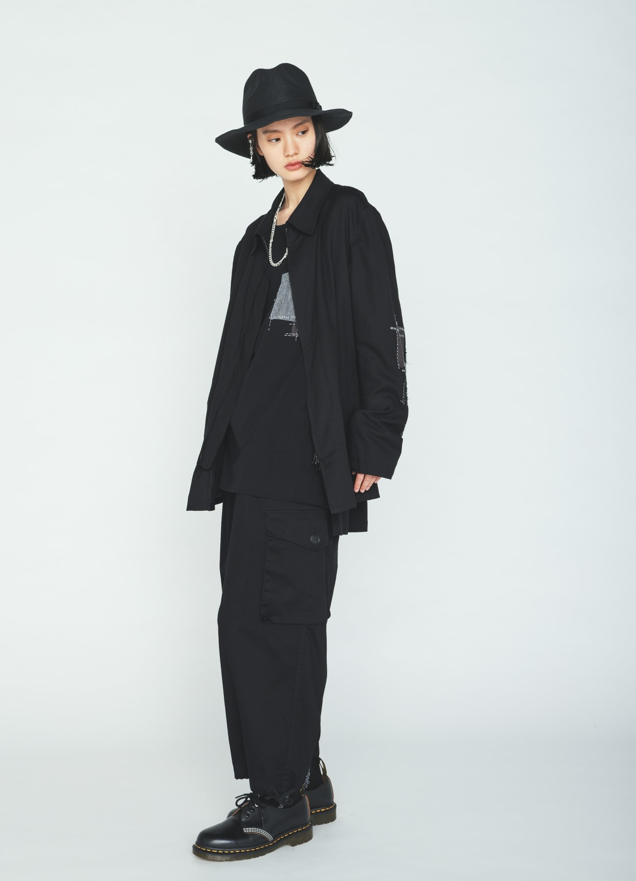 ORGANIC COTTON WASHER ZIP-UP BLOUSON WITH SASHIKO EMBROIDERY