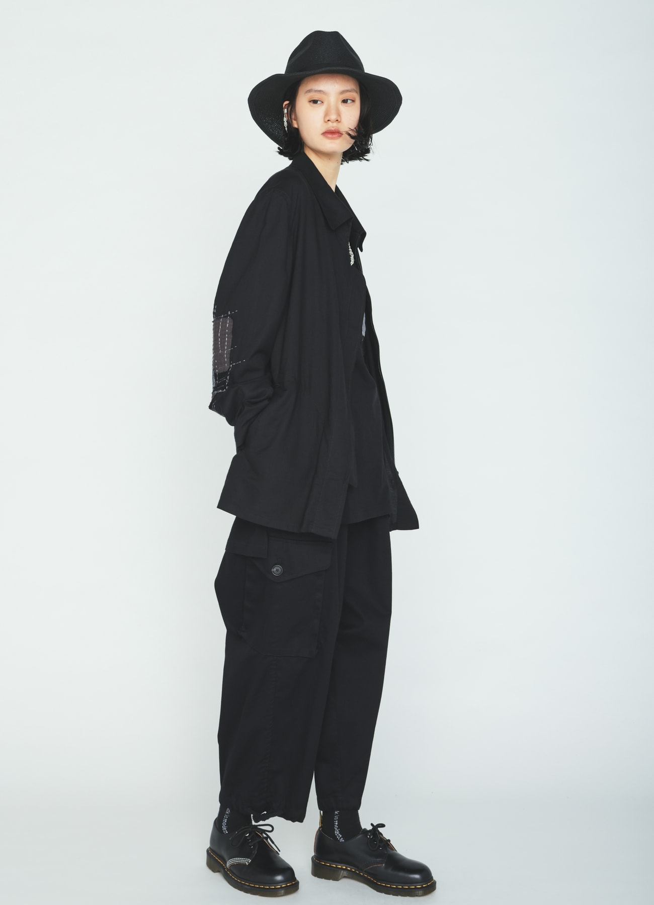 ORGANIC COTTON WASHER ZIP-UP BLOUSON WITH SASHIKO EMBROIDERY