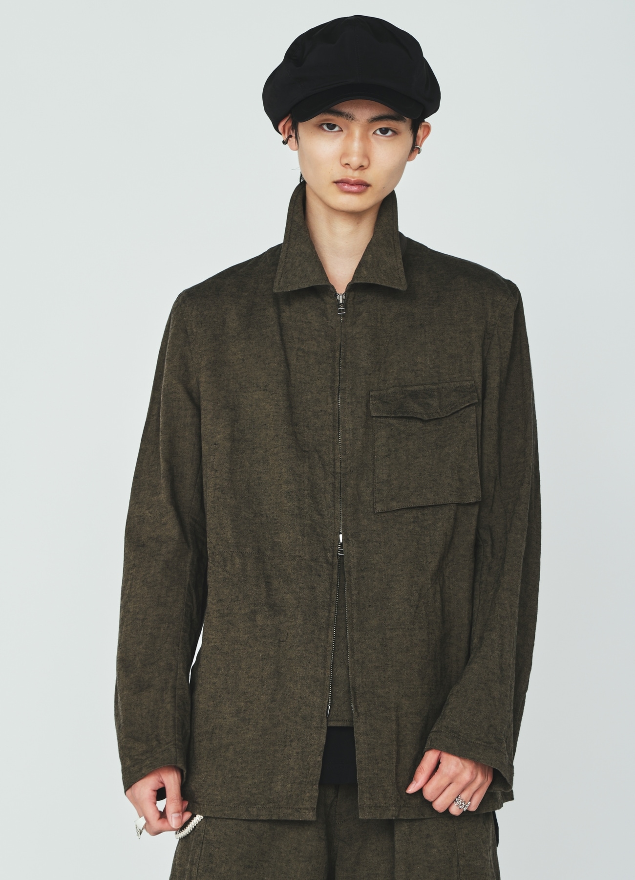COTTON/LINEN CANVAS SOFRON ASYMMETRIC POCKET BLOUSON