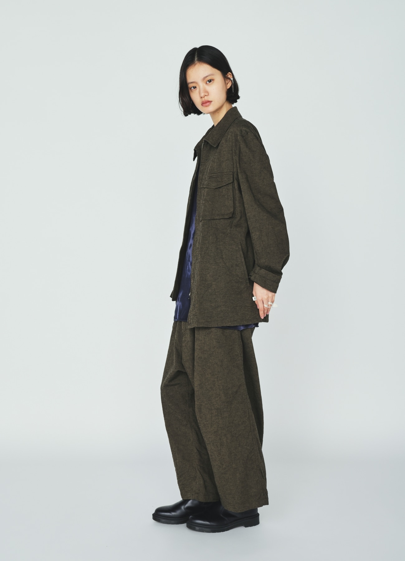 COTTON/LINEN CANVAS SOFRON ASYMMETRIC POCKET BLOUSON