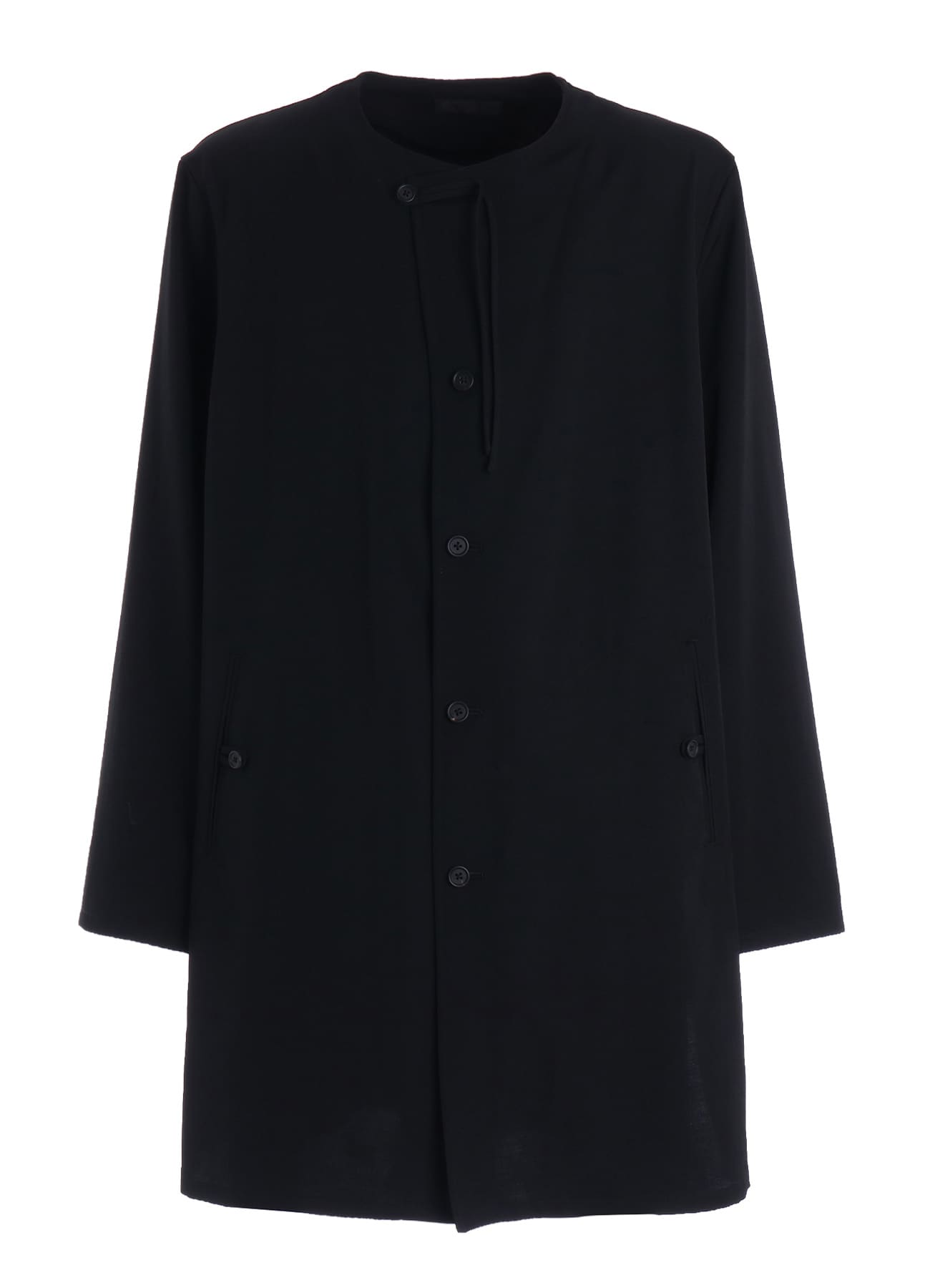WASHER WOOL GABARDINE COLLARLESS LONG JACKET