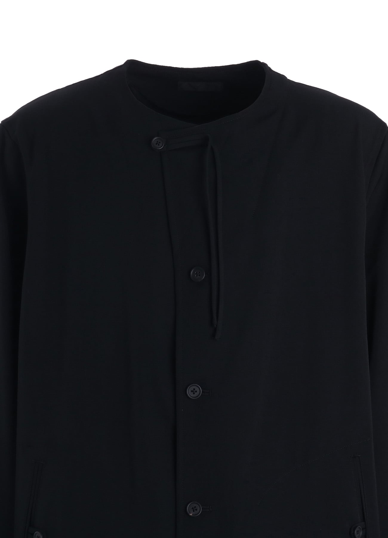 WASHER WOOL GABARDINE COLLARLESS LONG JACKET