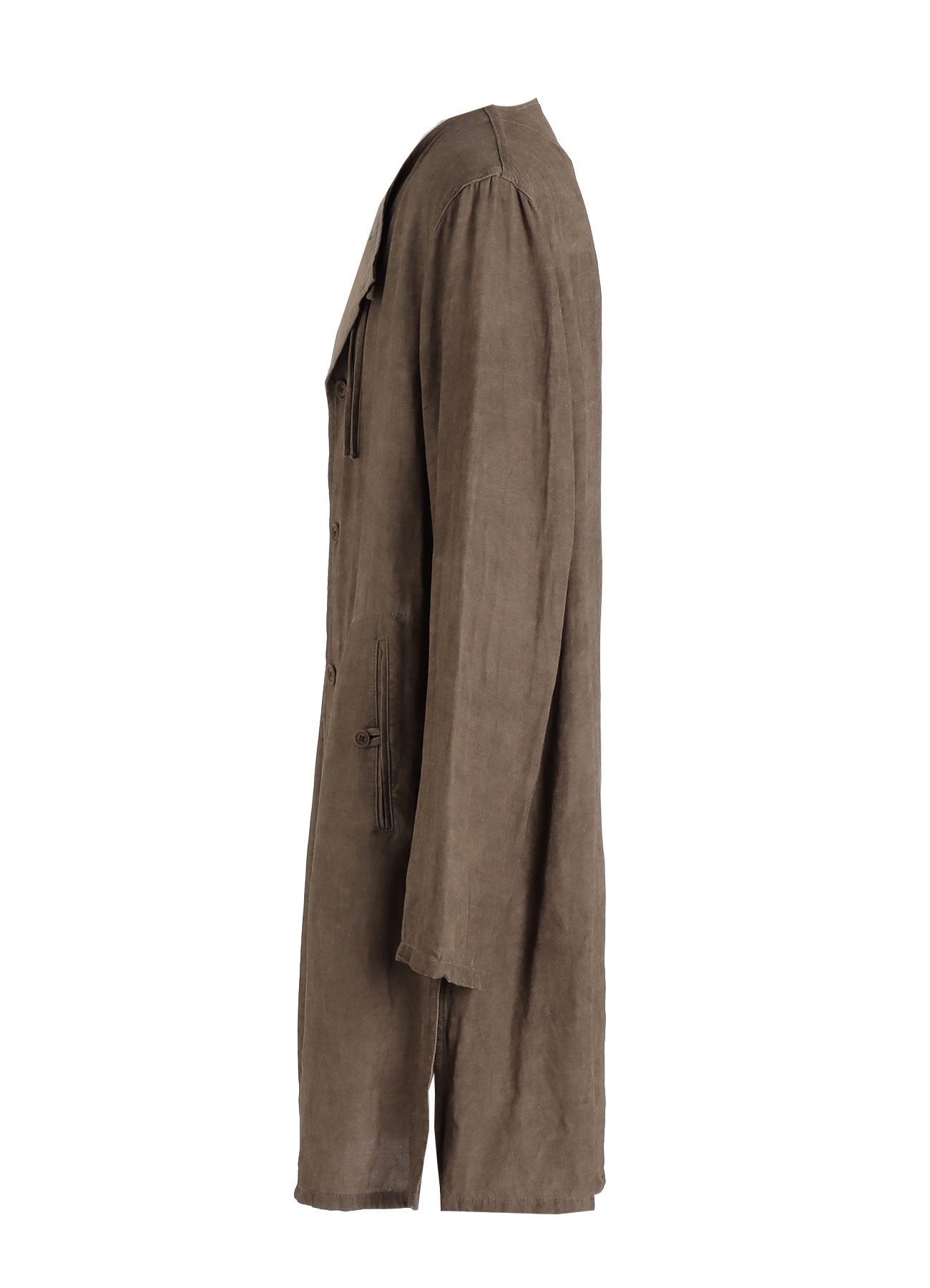 VIS/LI TWILL PIGMENT PRINT COLLARLESS LONG JACKET