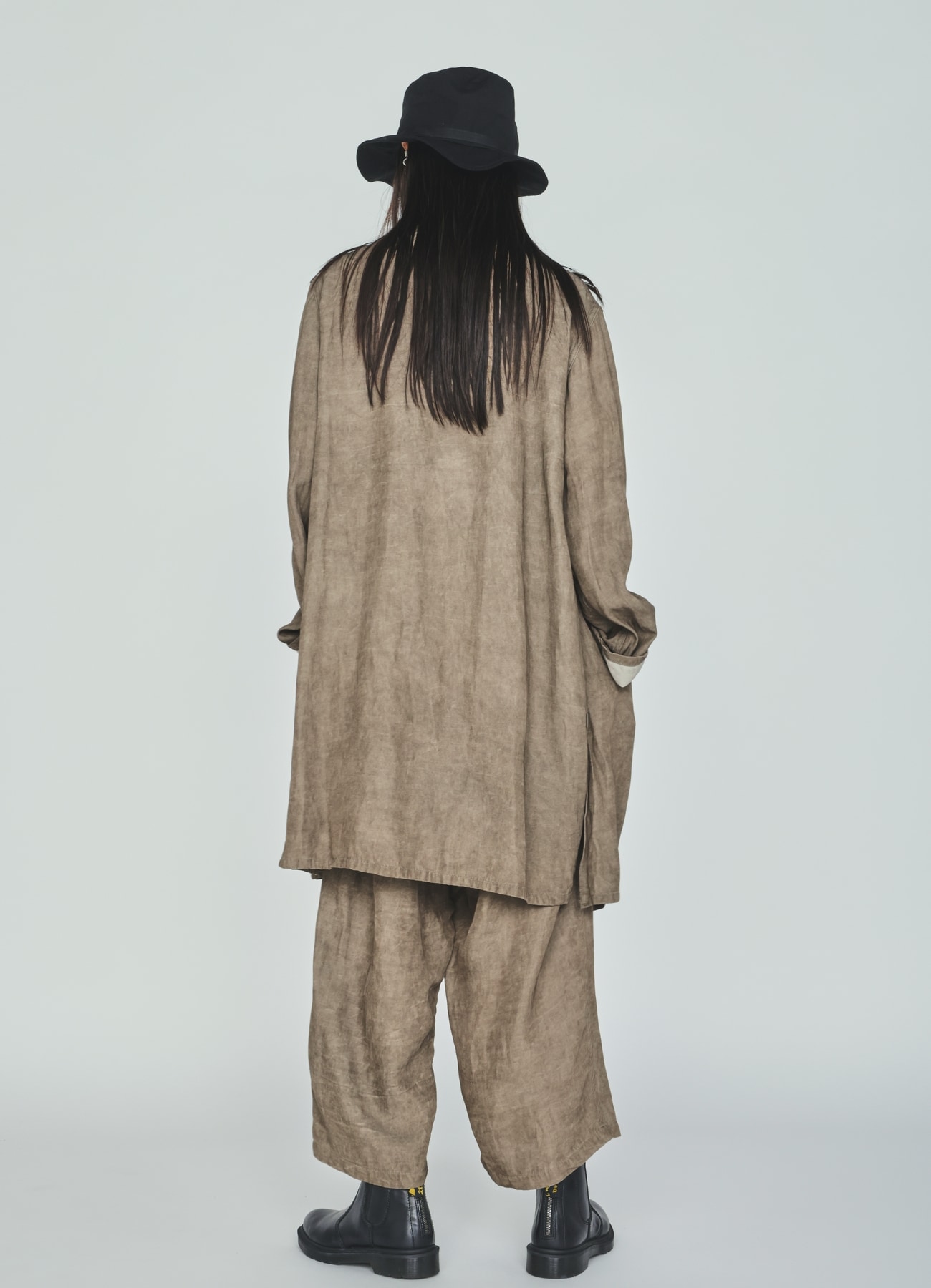 VIS/LI TWILL PIGMENT PRINT COLLARLESS LONG JACKET