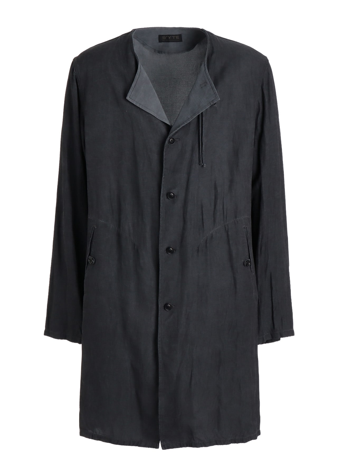 VIS/LI TWILL PIGMENT PRINT COLLARLESS LONG JACKET