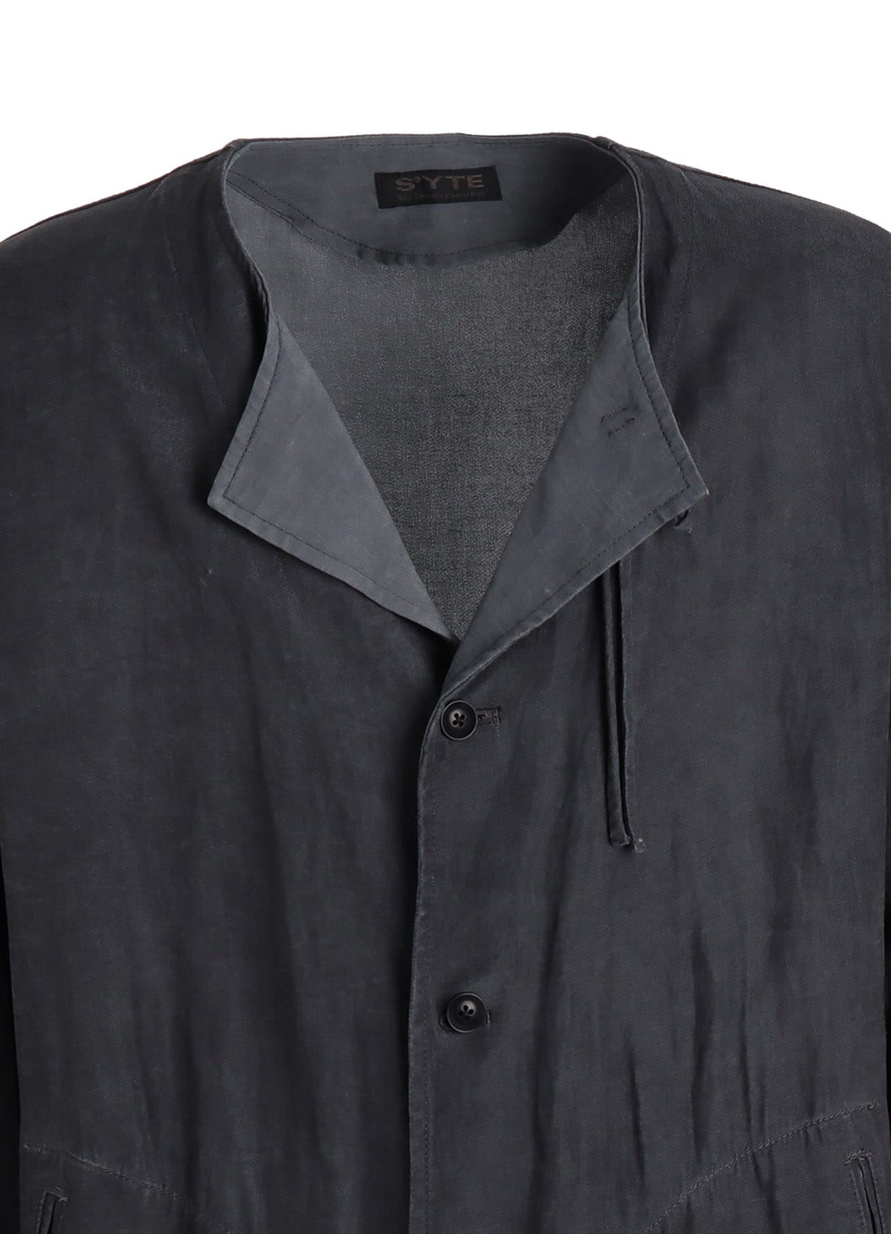 VIS/LI TWILL PIGMENT PRINT COLLARLESS LONG JACKET