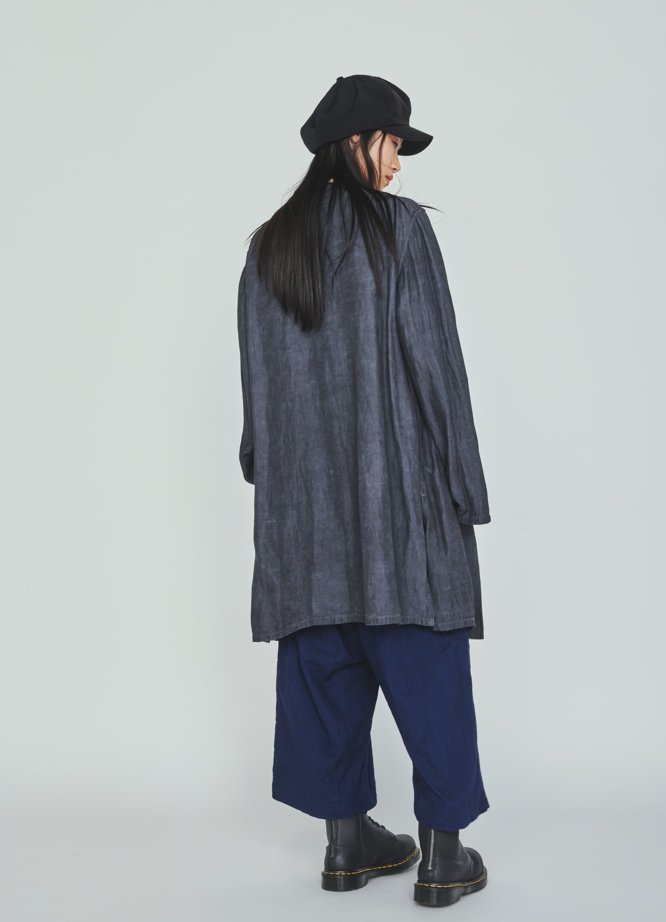 VIS/LI TWILL PIGMENT PRINT COLLARLESS LONG JACKET
