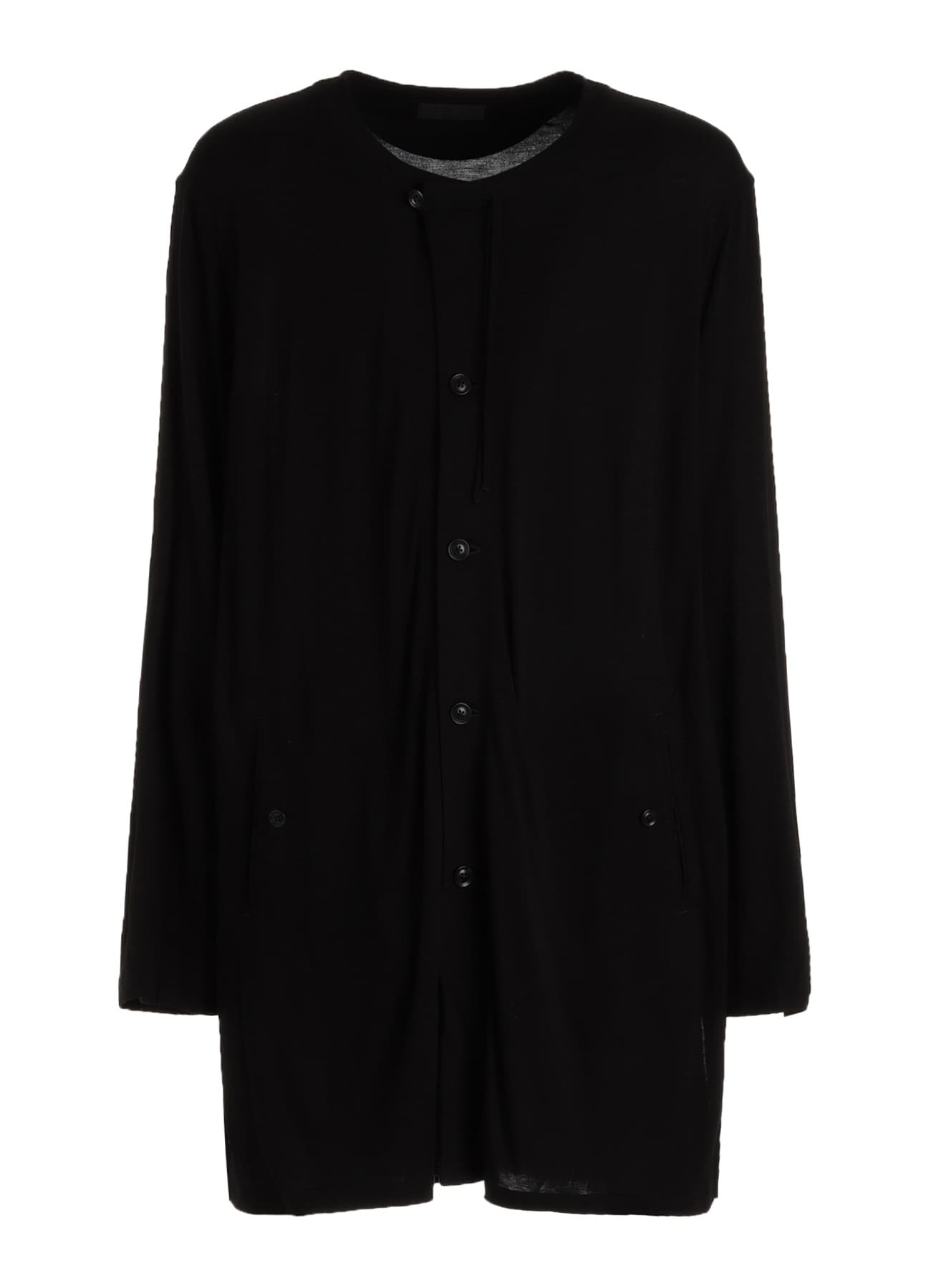 RAYON JERSEY COLLARLESS LONG JACKET